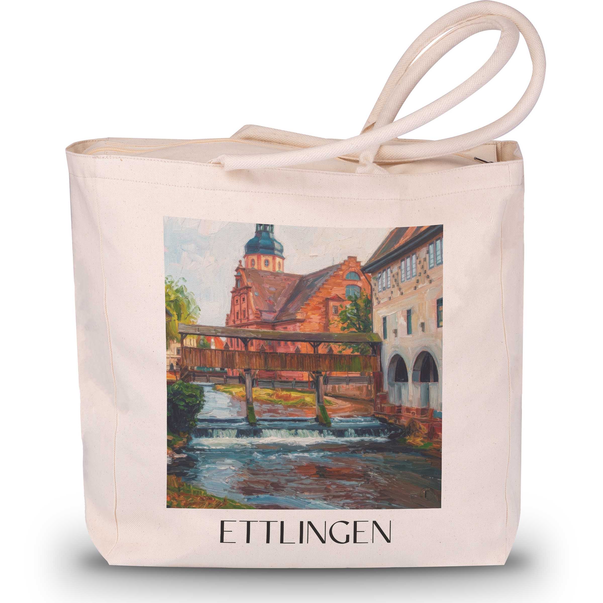Ettlingen - Deutschland Tote Bag - Einkaufstasche im Ölgemälde Stil