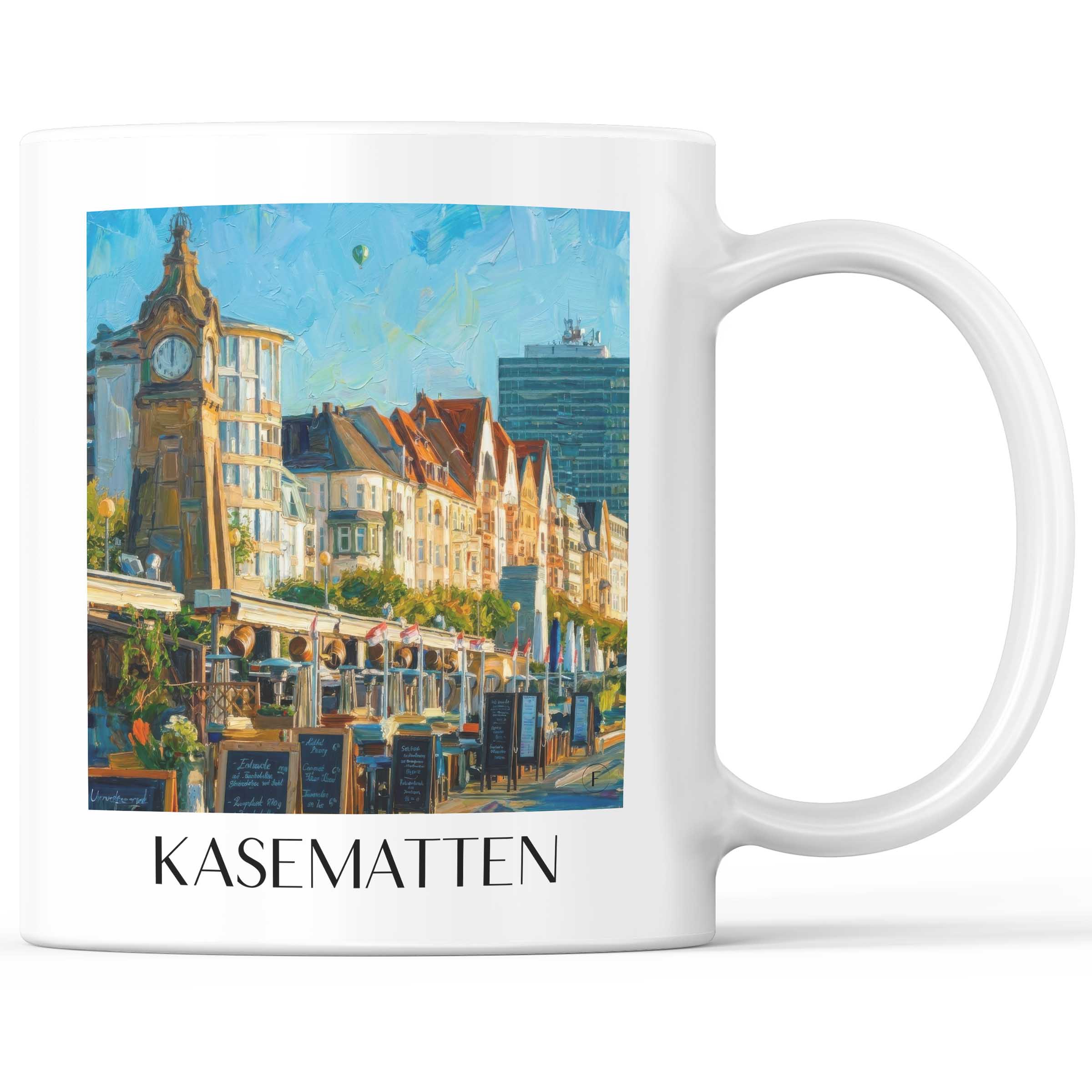Kasematten Kaffeebecher - Düsseldorf - Deutschland Becher - Kaffeetasse im Ölgemälde Stil