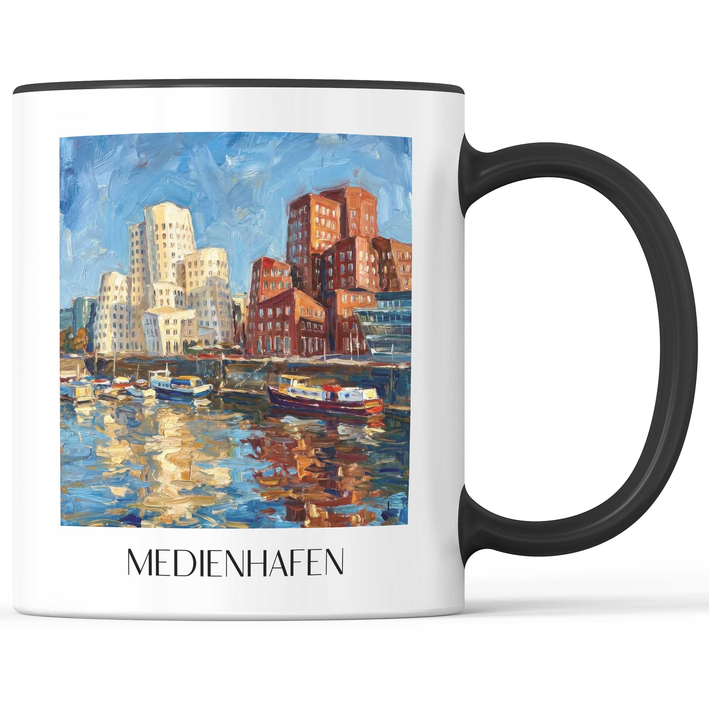medienhafen-düsseldorf-deutschland-kaffeebecher-oil-painting-oelgemaelde