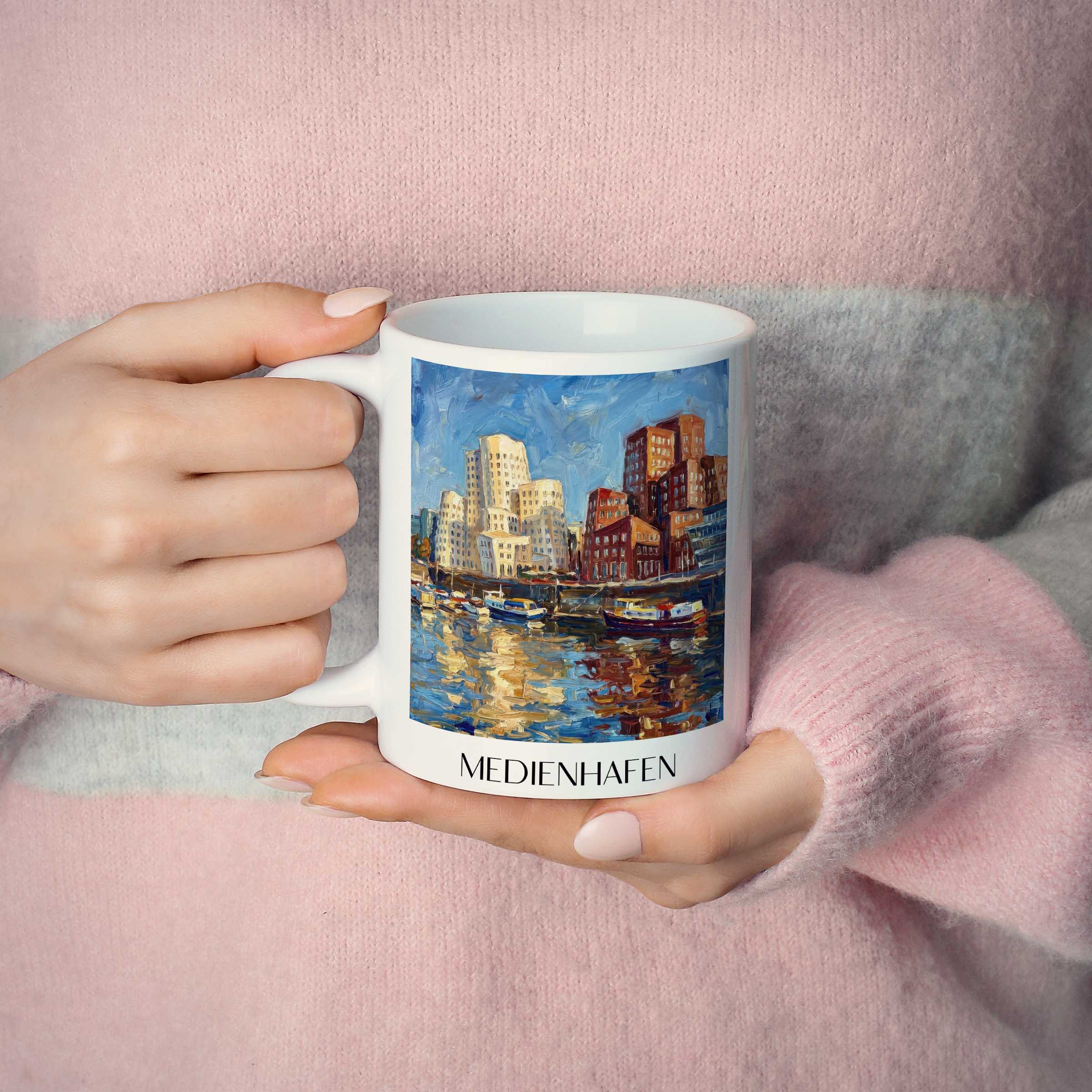 medienhafen-düsseldorf-deutschland-kaffeebecher-oil-painting-oelgemaelde