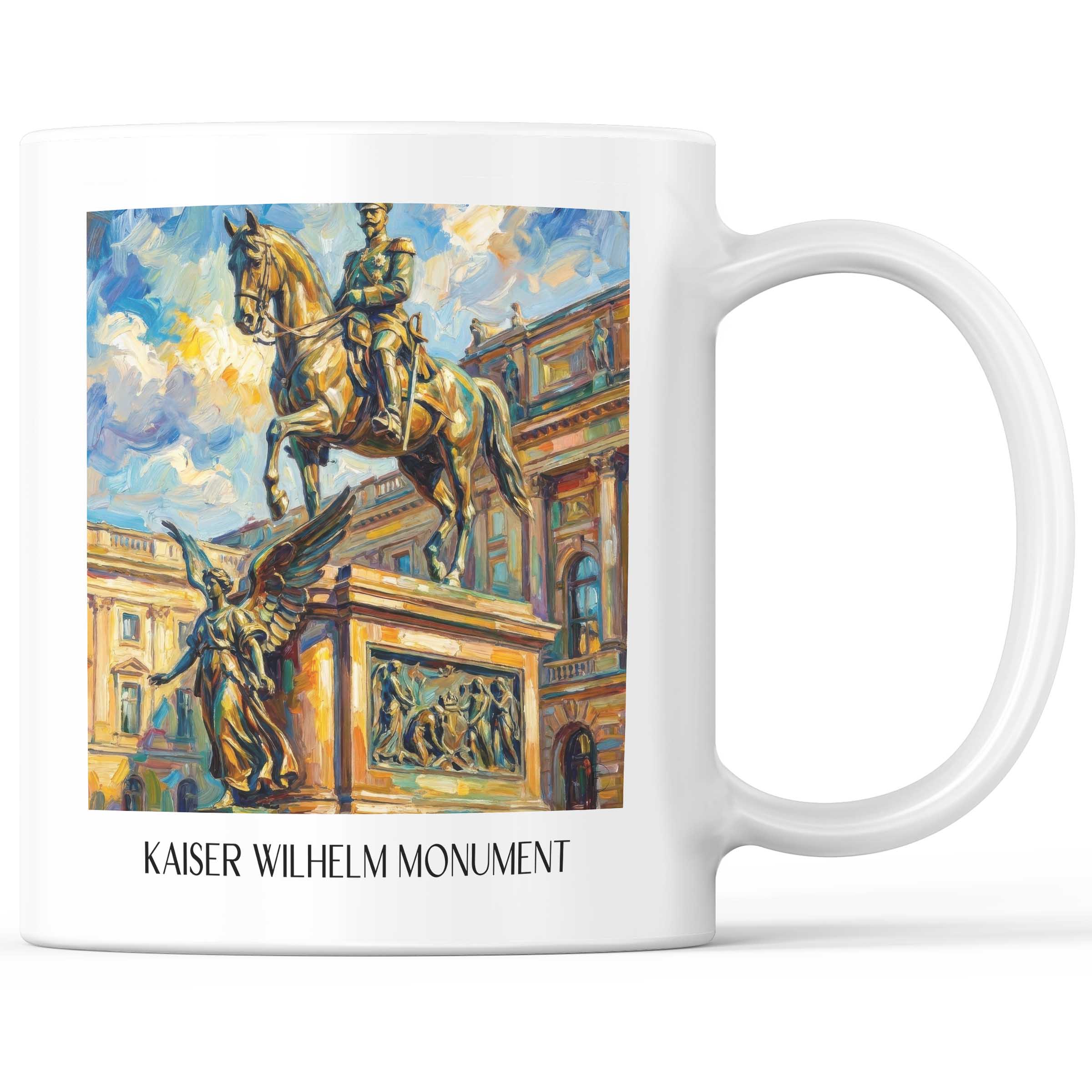 Kaiser-Wilhelm-Denkmal Kaffeebecher - Düsseldorf - Deutschland Becher - Kaffeetasse im Ölgemälde Stil