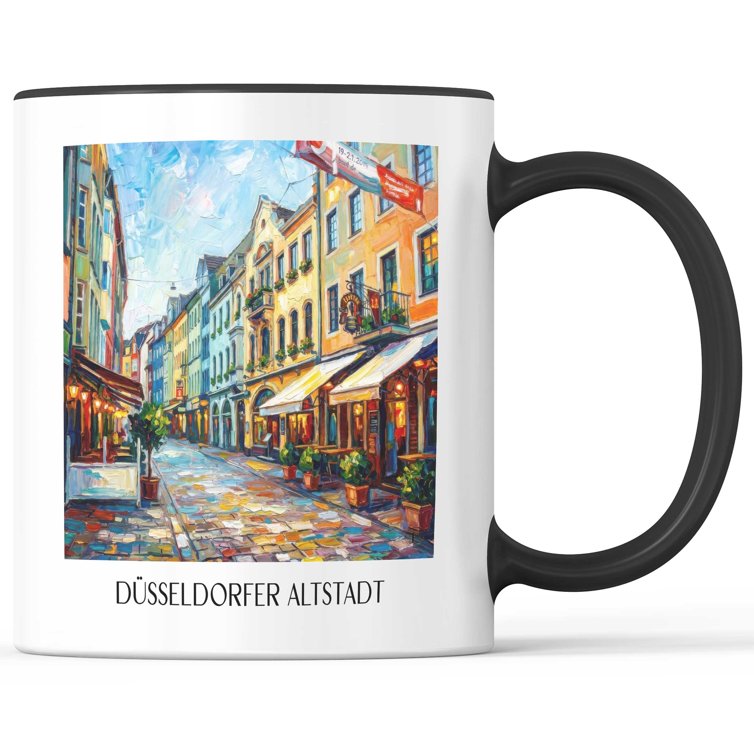 altstadt-düsseldorf-deutschland-kaffeebecher-oil-painting-oelgemaelde