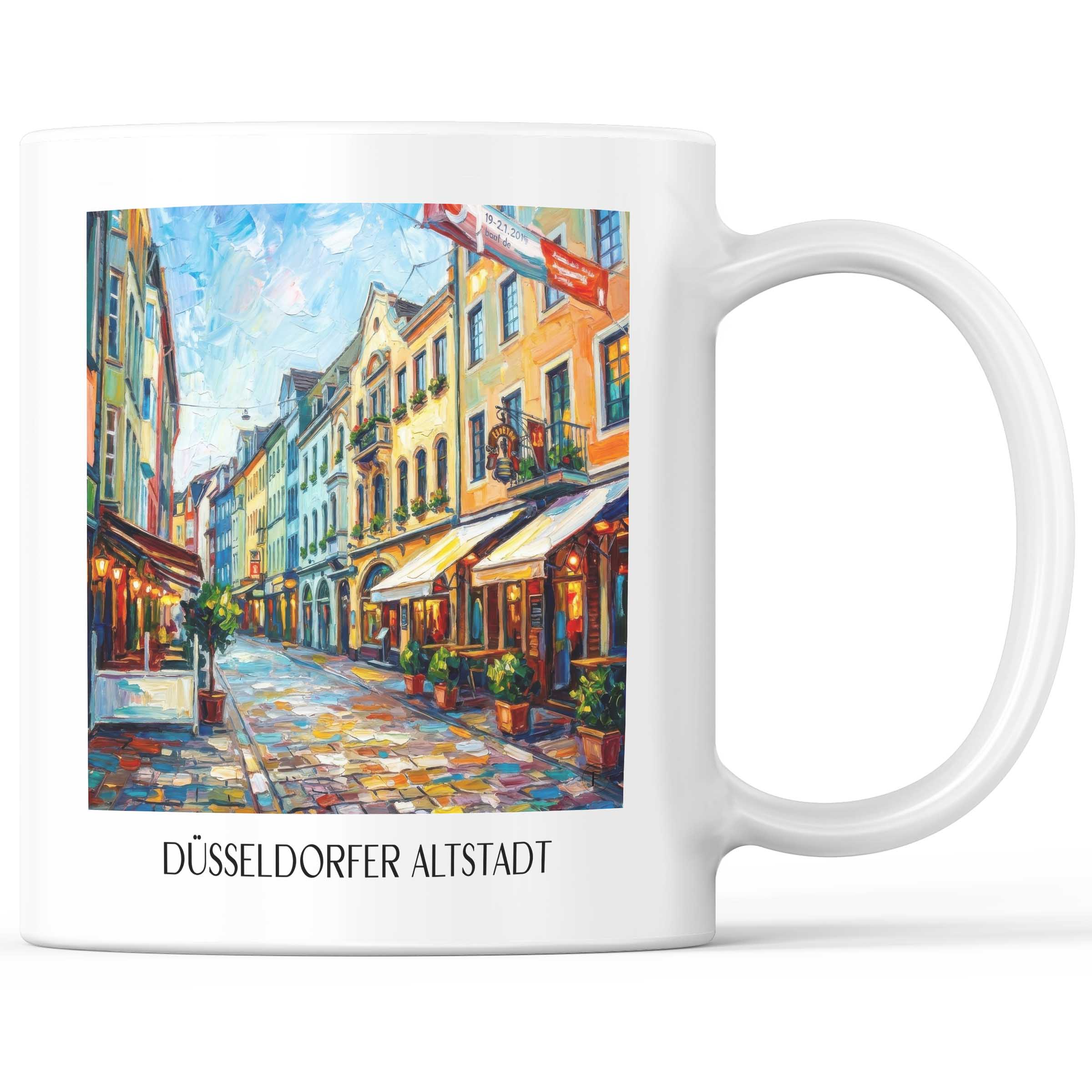 Altstadt Kaffeebecher - Düsseldorf - Deutschland Becher - Kaffeetasse im Ölgemälde Stil