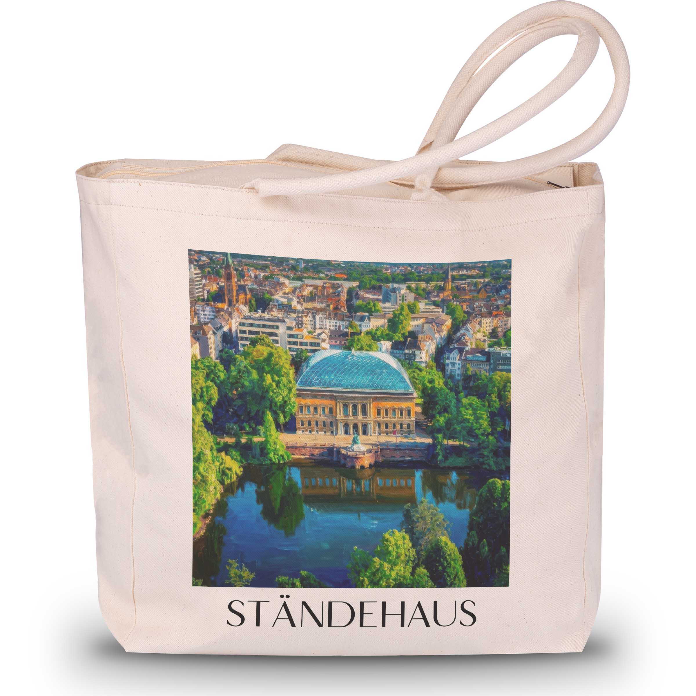 ständehaus-düsseldorf-deutschland-einkaufstasche-oil-painting-oelgemaelde