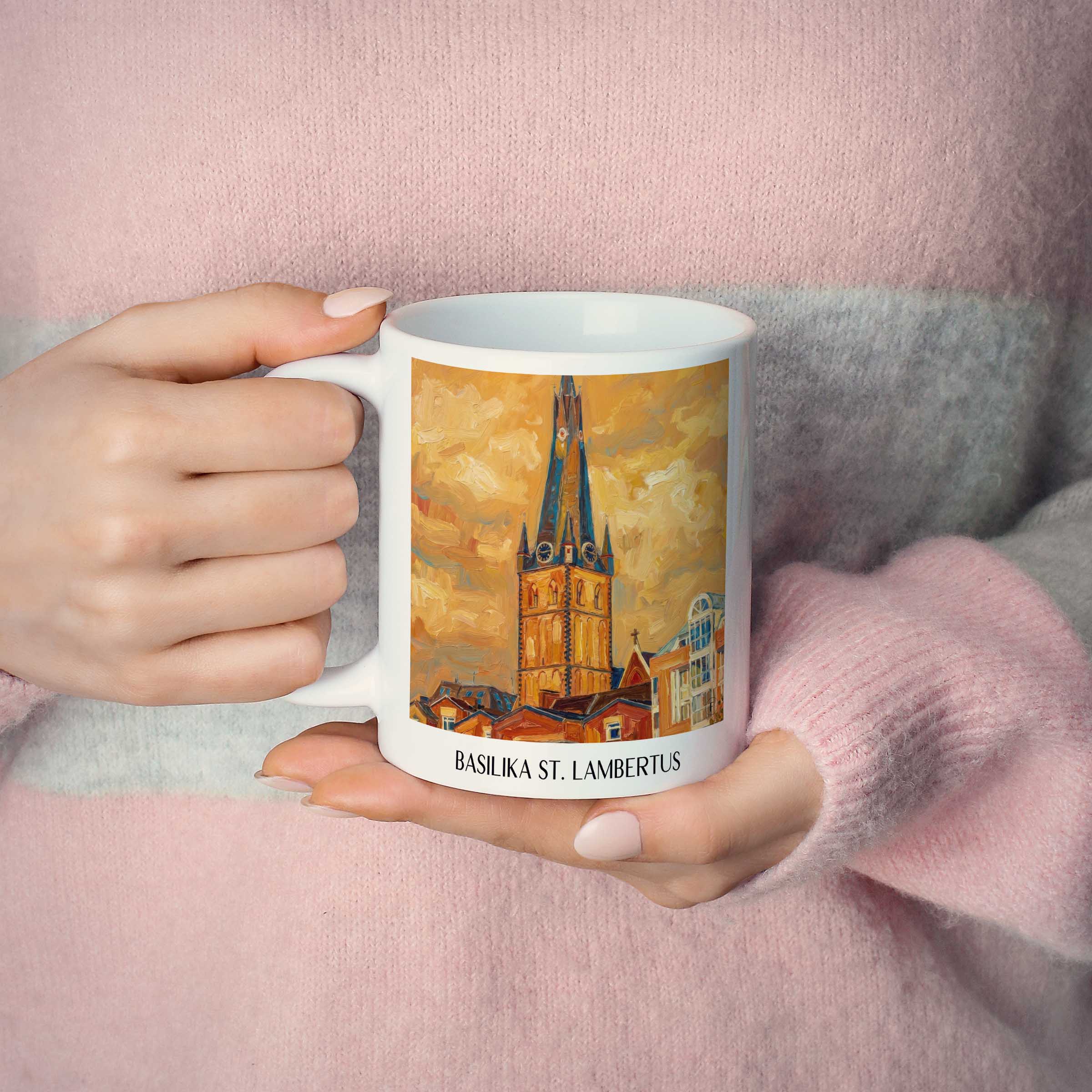 basilika-st.-lambertus-düsseldorf-deutschland-kaffeebecher-oil-painting-oelgemaelde