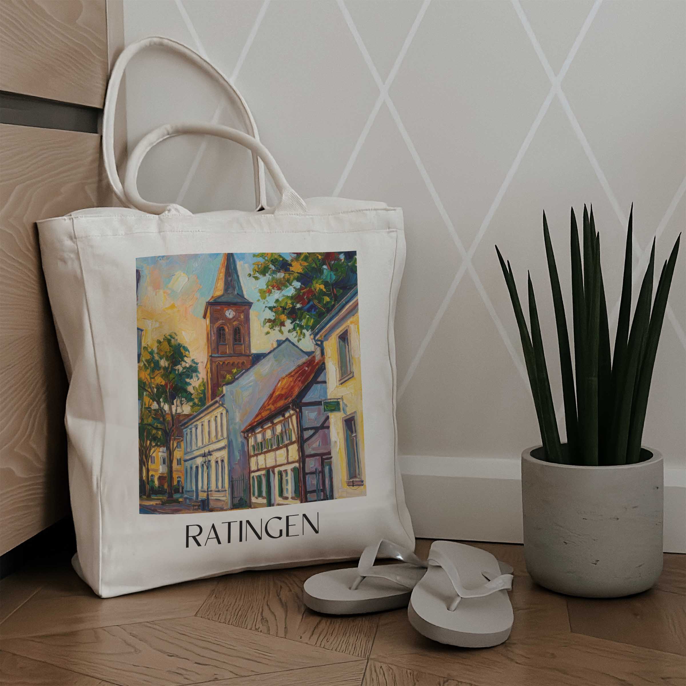 ratingen-deutschland-einkaufstasche-oil-painting-oelgemaelde