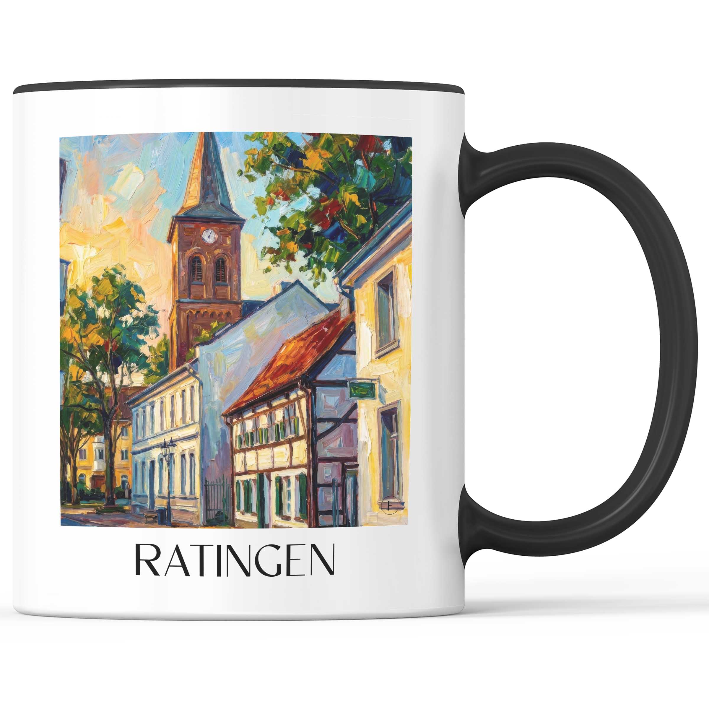 Ratingen - Deutschland Becher - Kaffeetasse im Ölgemälde Stil