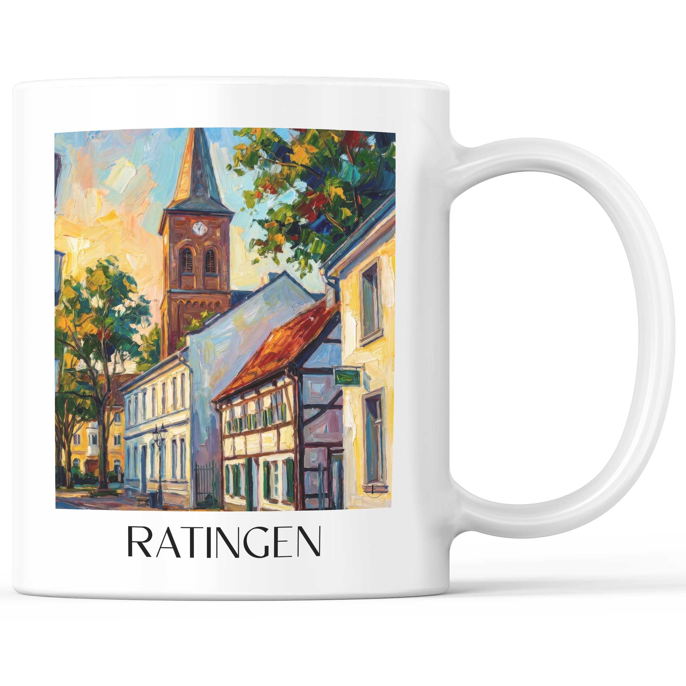 Ratingen - Deutschland Becher - Kaffeetasse im Ölgemälde Stil