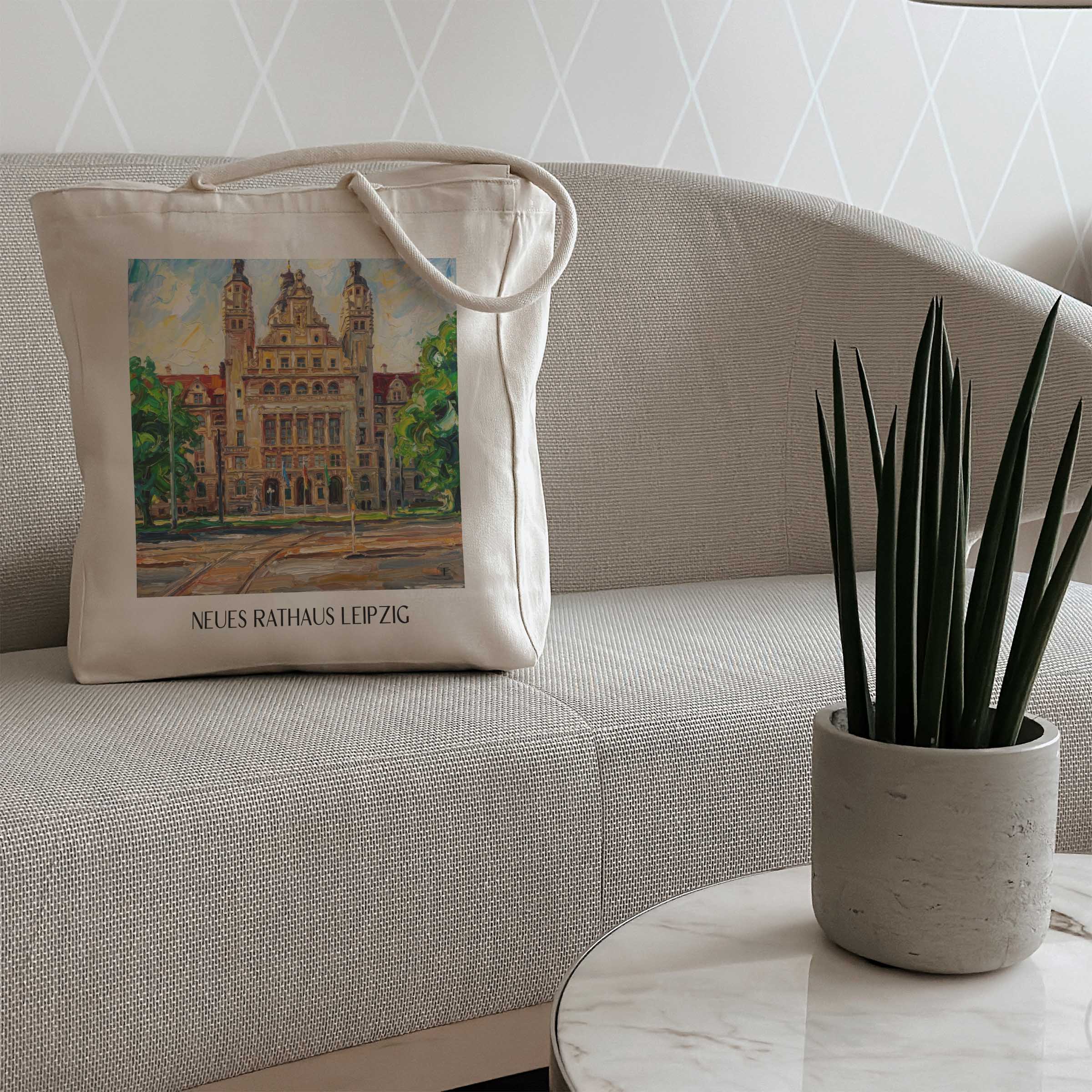 neues-rathaus-leipzig-deutschland-einkaufstasche-oil-painting-oelgemaelde