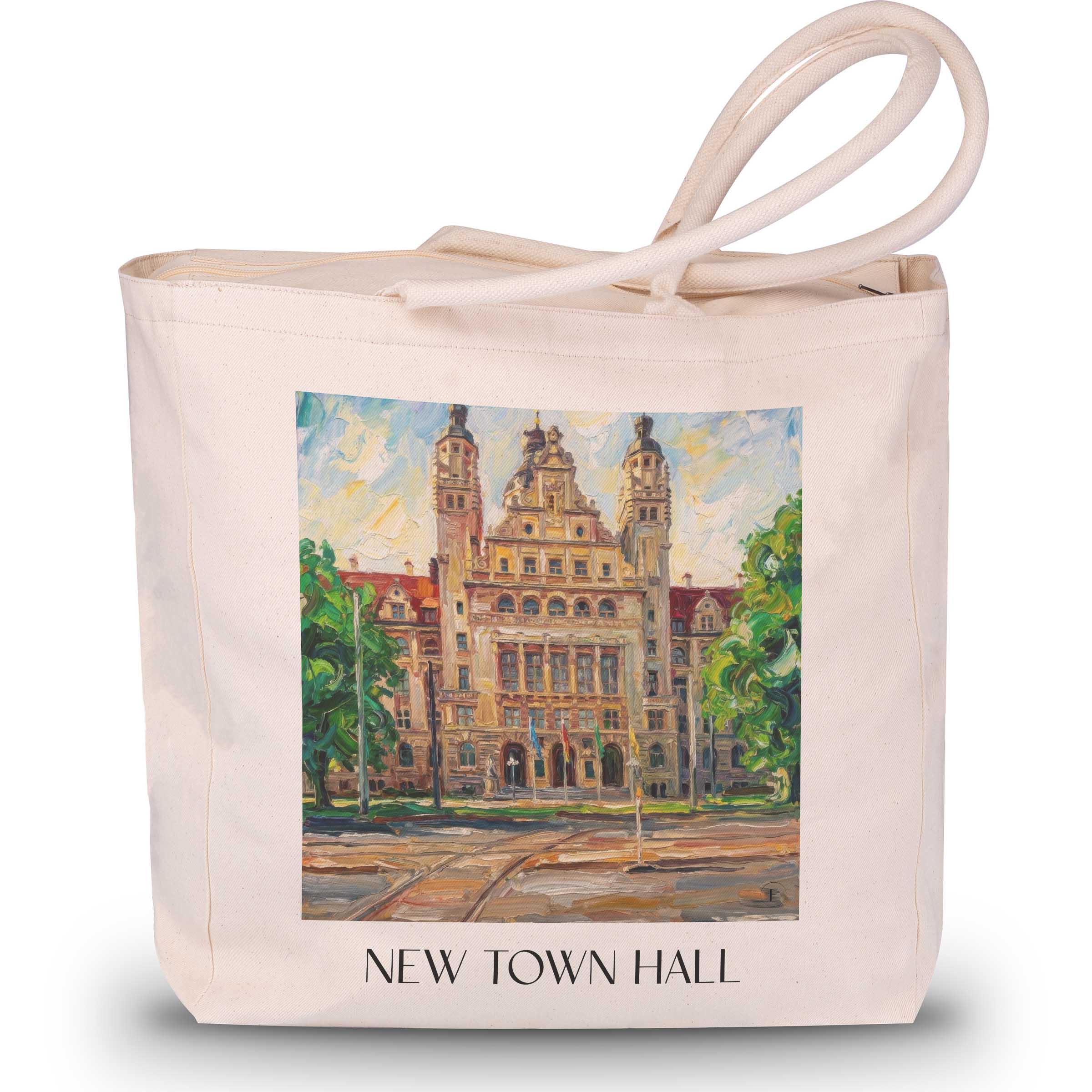 Neues Rathaus Shopping Tasche - Leipzig - Deutschland Tote Bag - Einkaufstasche im Ölgemälde Stil