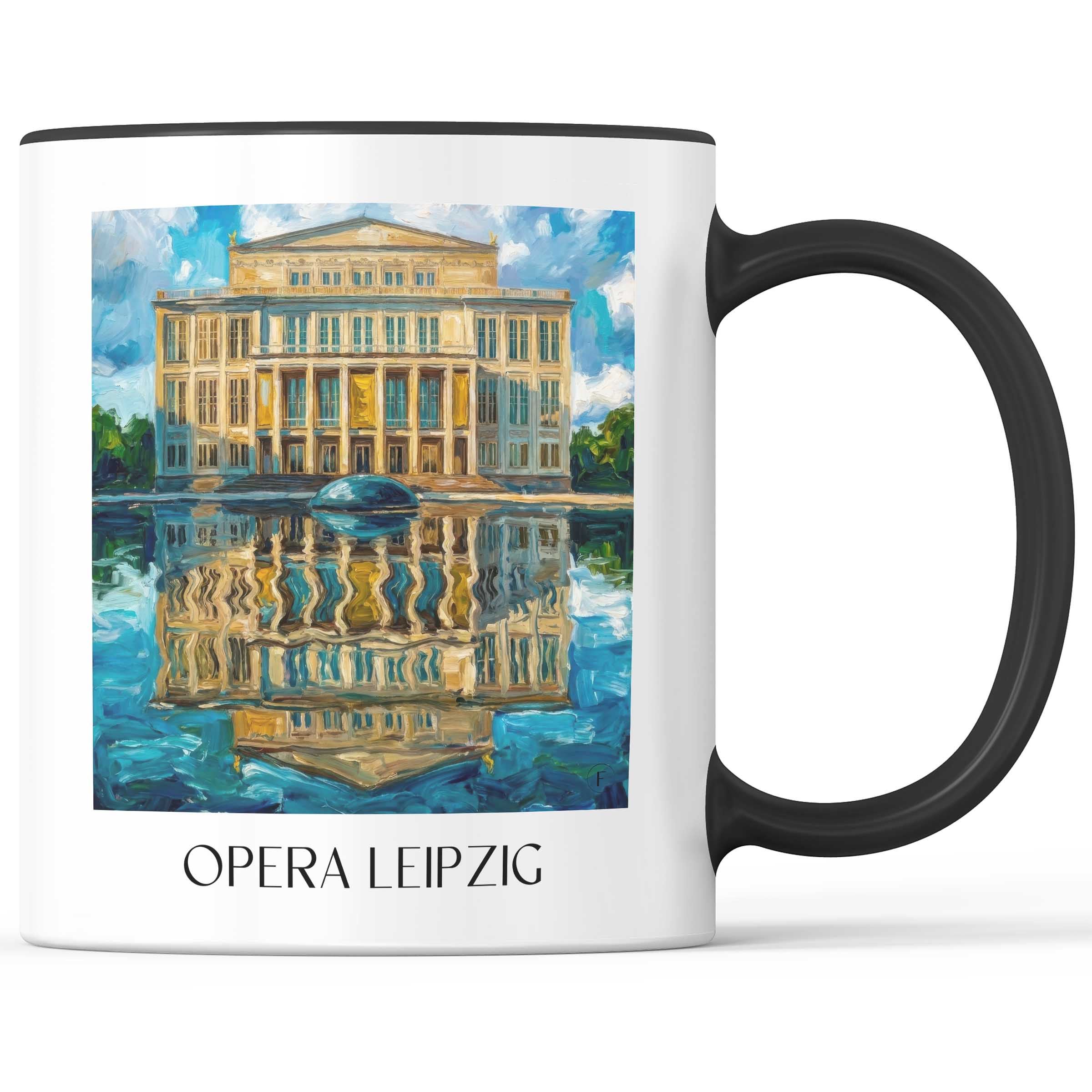 Oper Kaffeebecher - Leipzig - Deutschland Becher - Kaffeetasse im Ölgemälde Stil