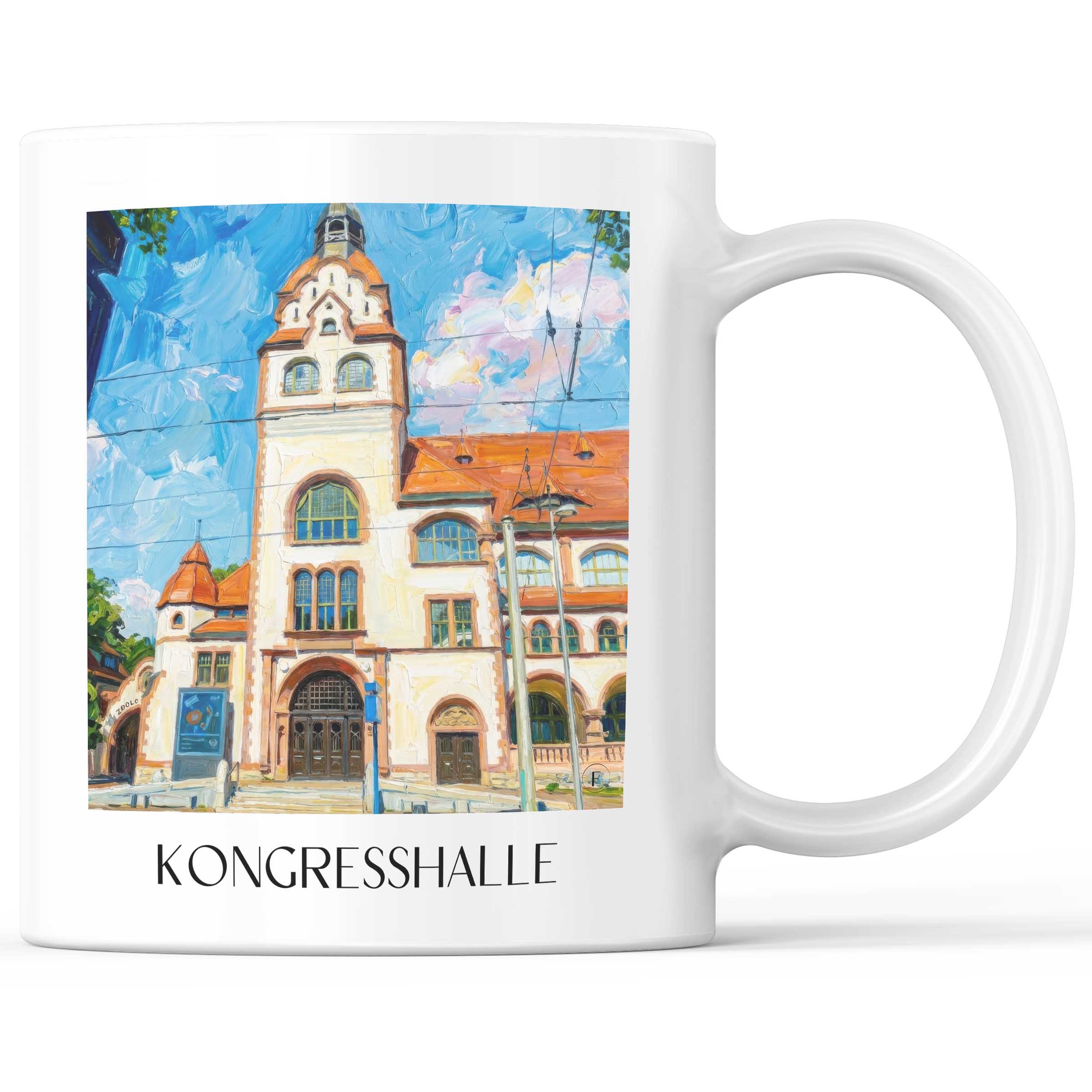 Kongresshalle Kaffeebecher - Leipzig - Deutschland Becher - Kaffeetasse im Ölgemälde Stil