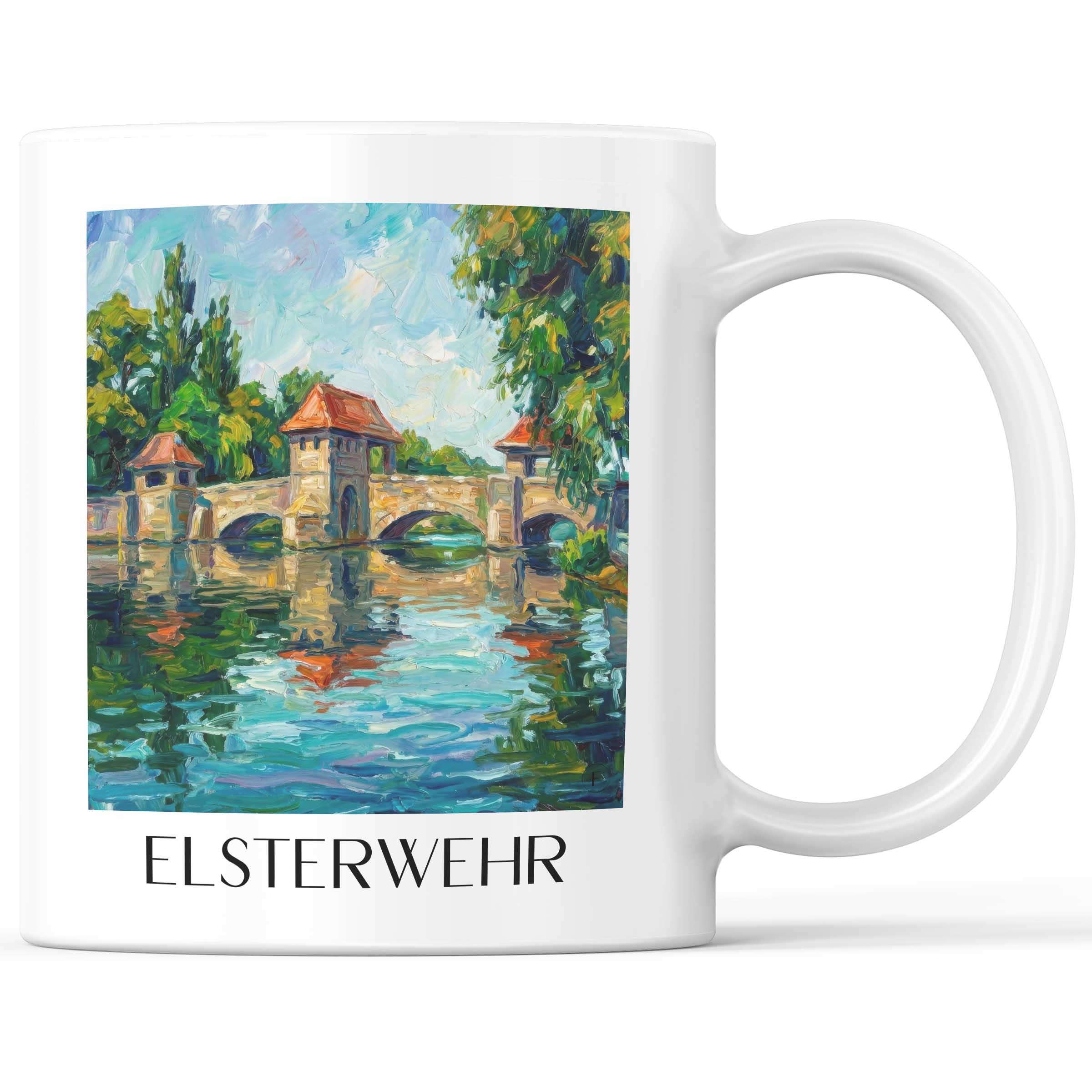 Elsterwehr Kaffeebecher - Leipzig - Deutschland Becher - Kaffeetasse im Ölgemälde Stil