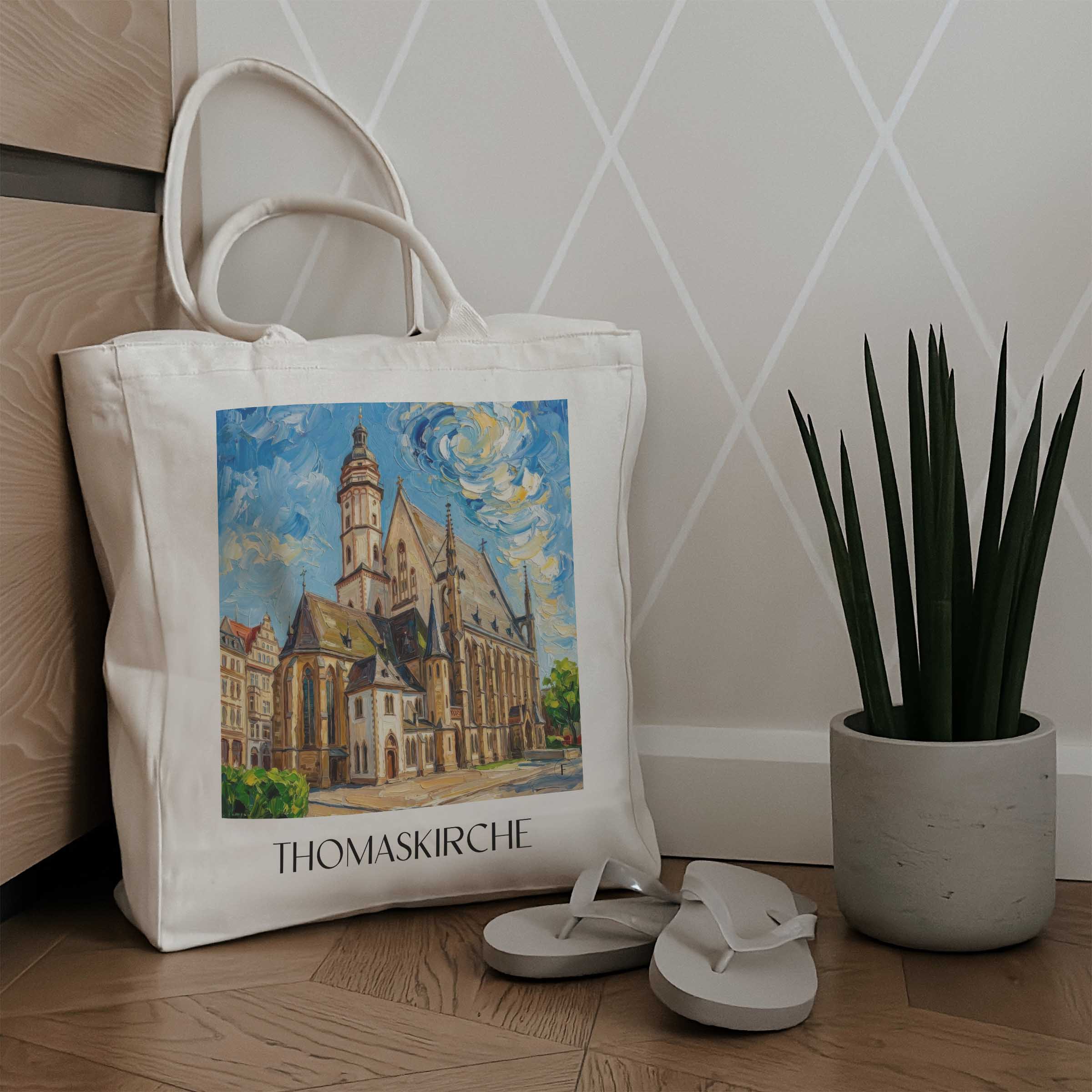 thomaskirche-leipzig-deutschland-einkaufstasche-oil-painting-oelgemaelde