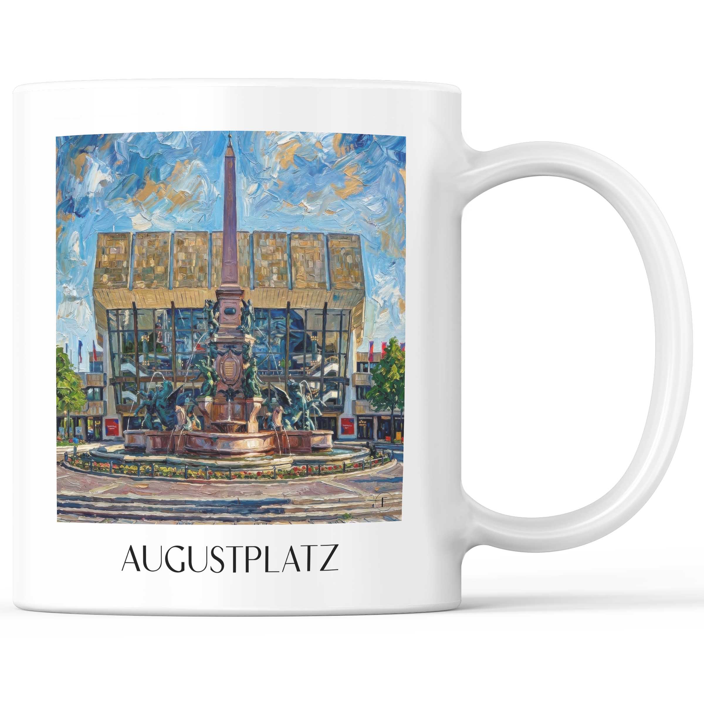 Augustplatz Kaffeebecher - Leipzig - Deutschland Becher - Kaffeetasse im Ölgemälde Stil