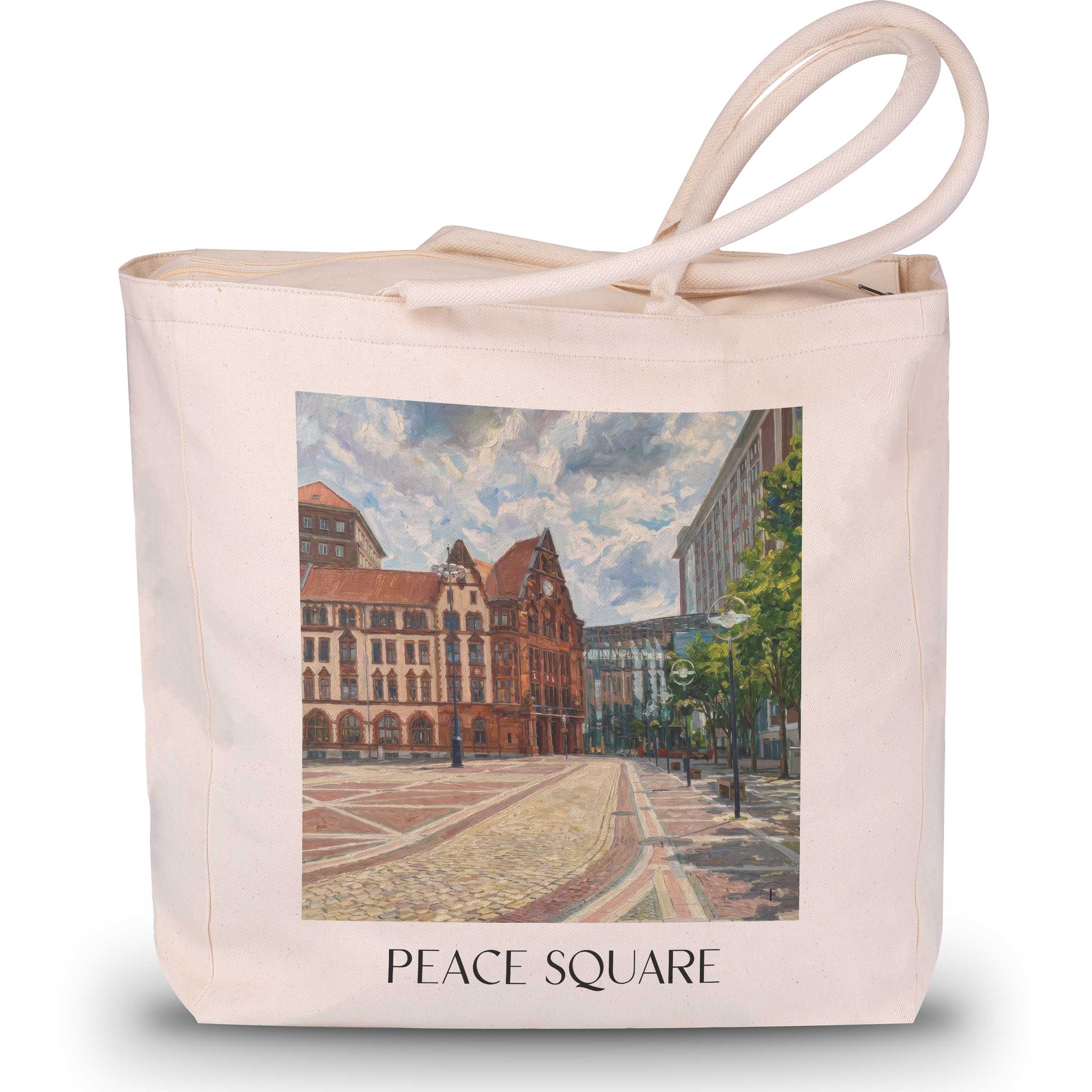 Friedensplatz Shopping Tasche - Dortmund - Deutschland Tote Bag - Einkaufstasche im Ölgemälde Stil