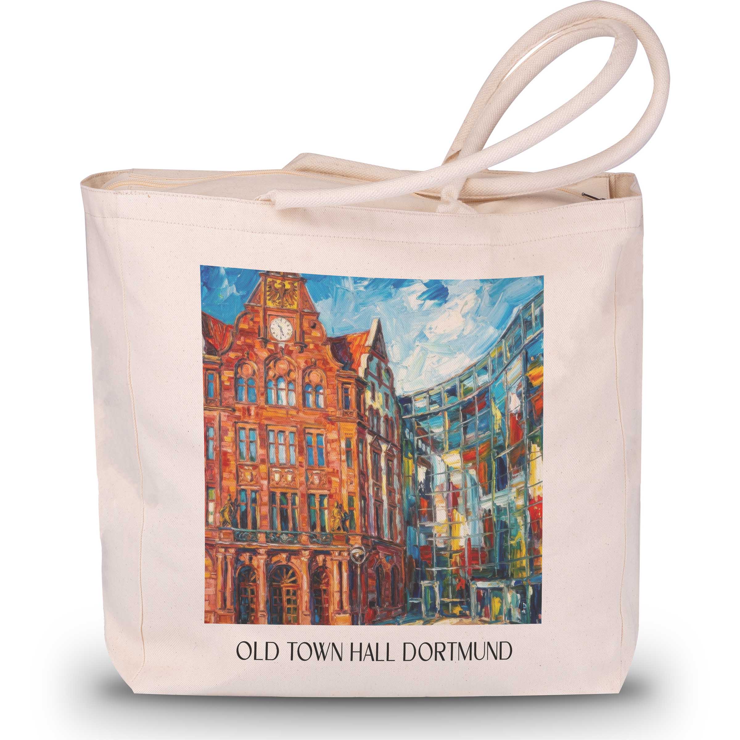 Altes Stadthaus Shopping Tasche - Dortmund - Deutschland Tote Bag - Einkaufstasche im Ölgemälde Stil