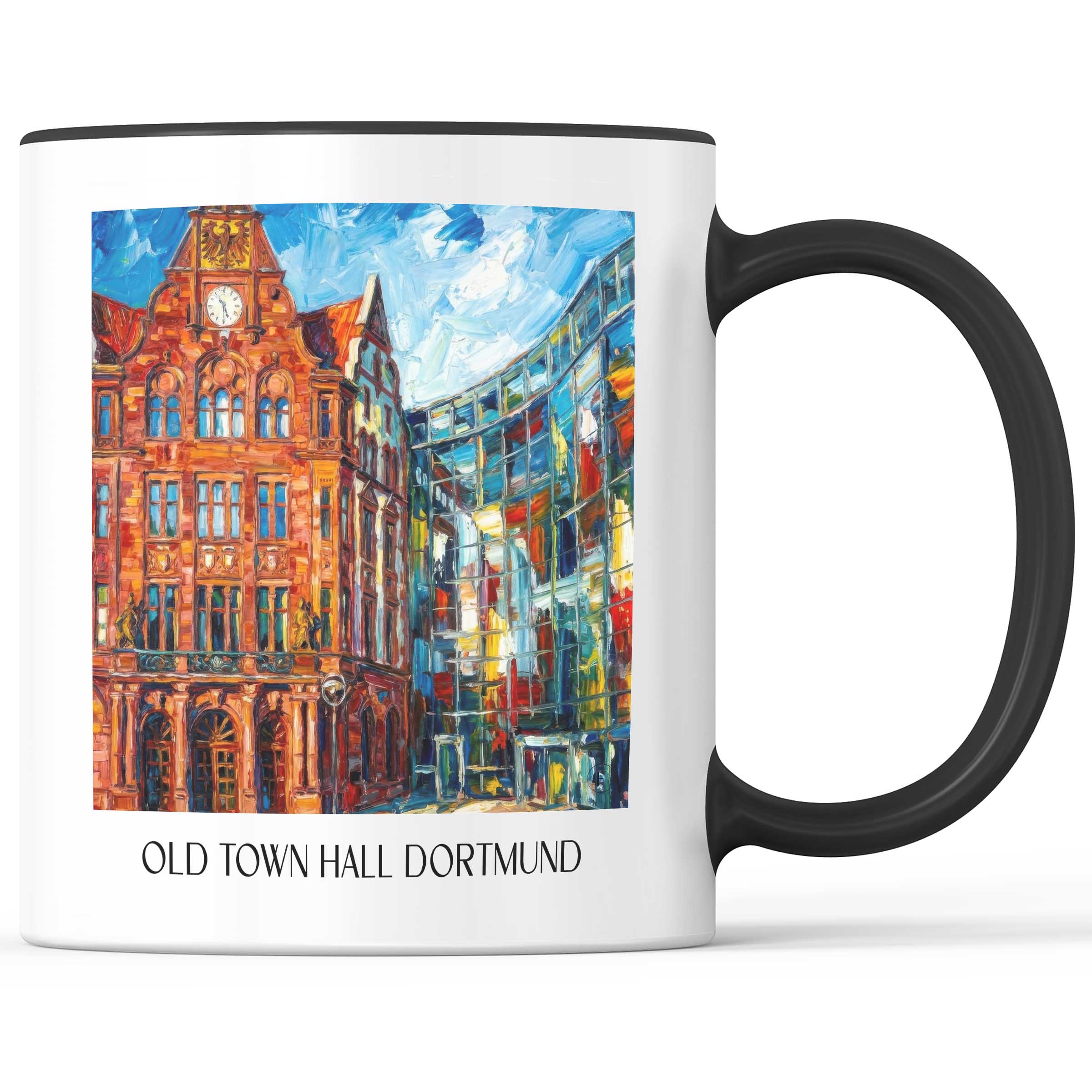 Altes Stadthaus Kaffeebecher - Dortmund - Deutschland Becher - Kaffeetasse im Ölgemälde Stil