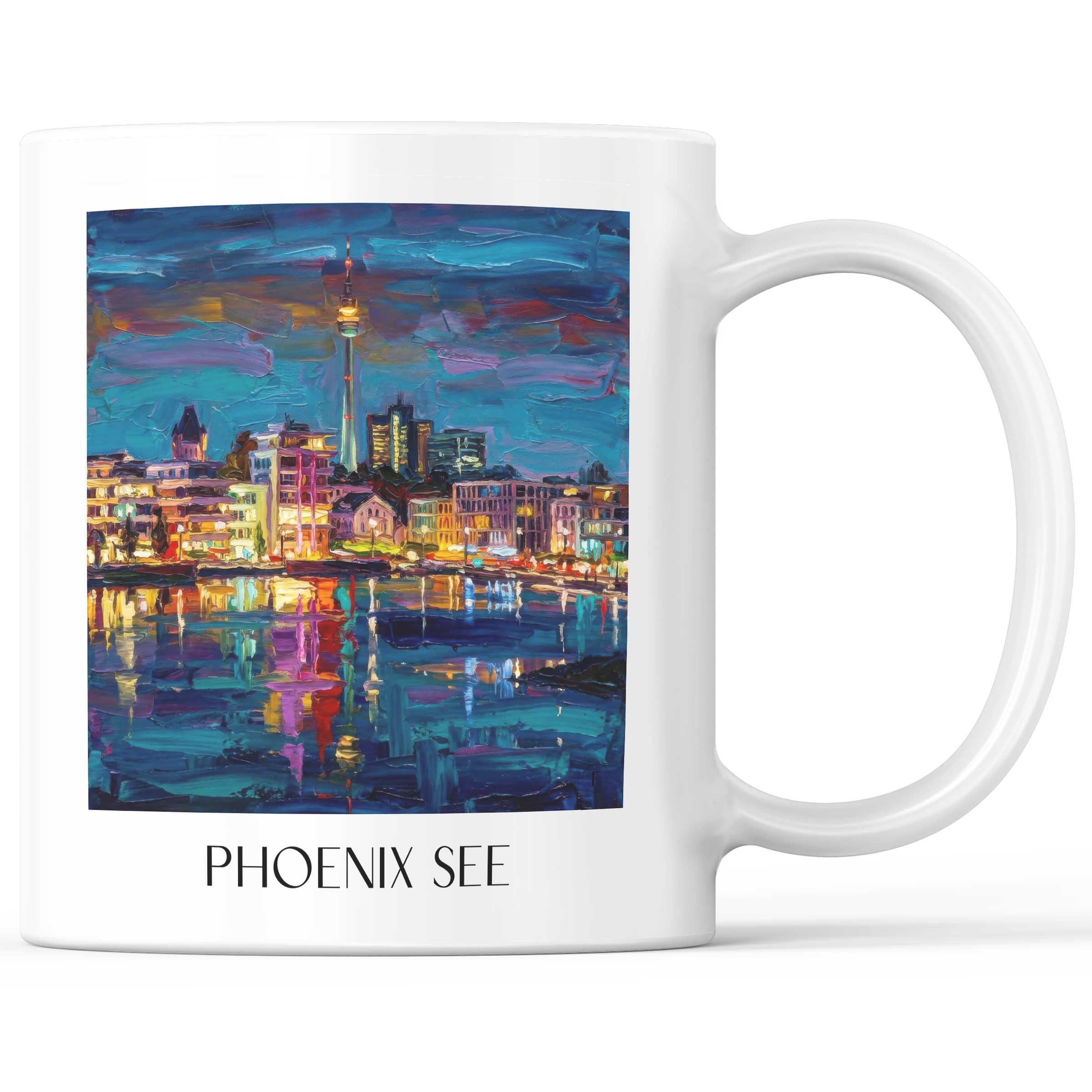 Phoenix See Kaffeebecher - Dortmund - Deutschland Becher - Kaffeetasse im Ölgemälde Stil