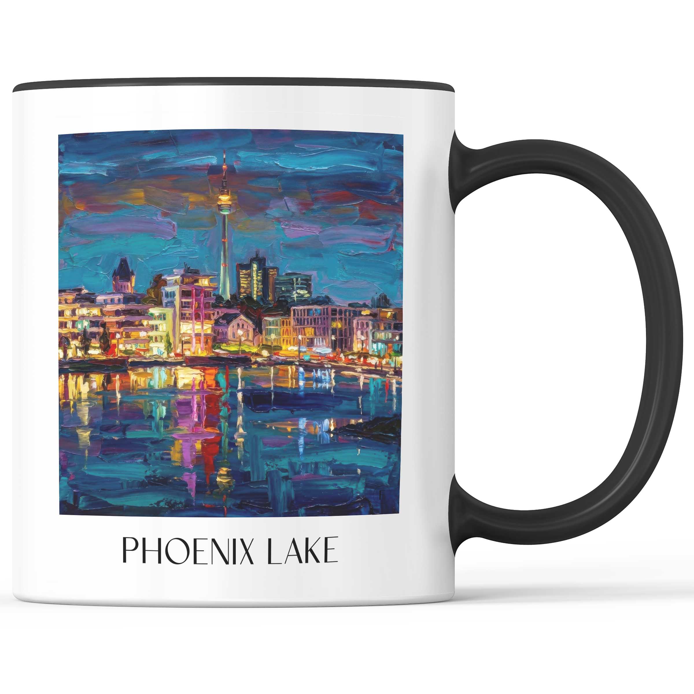 Phoenix See Kaffeebecher - Dortmund - Deutschland Becher - Kaffeetasse im Ölgemälde Stil