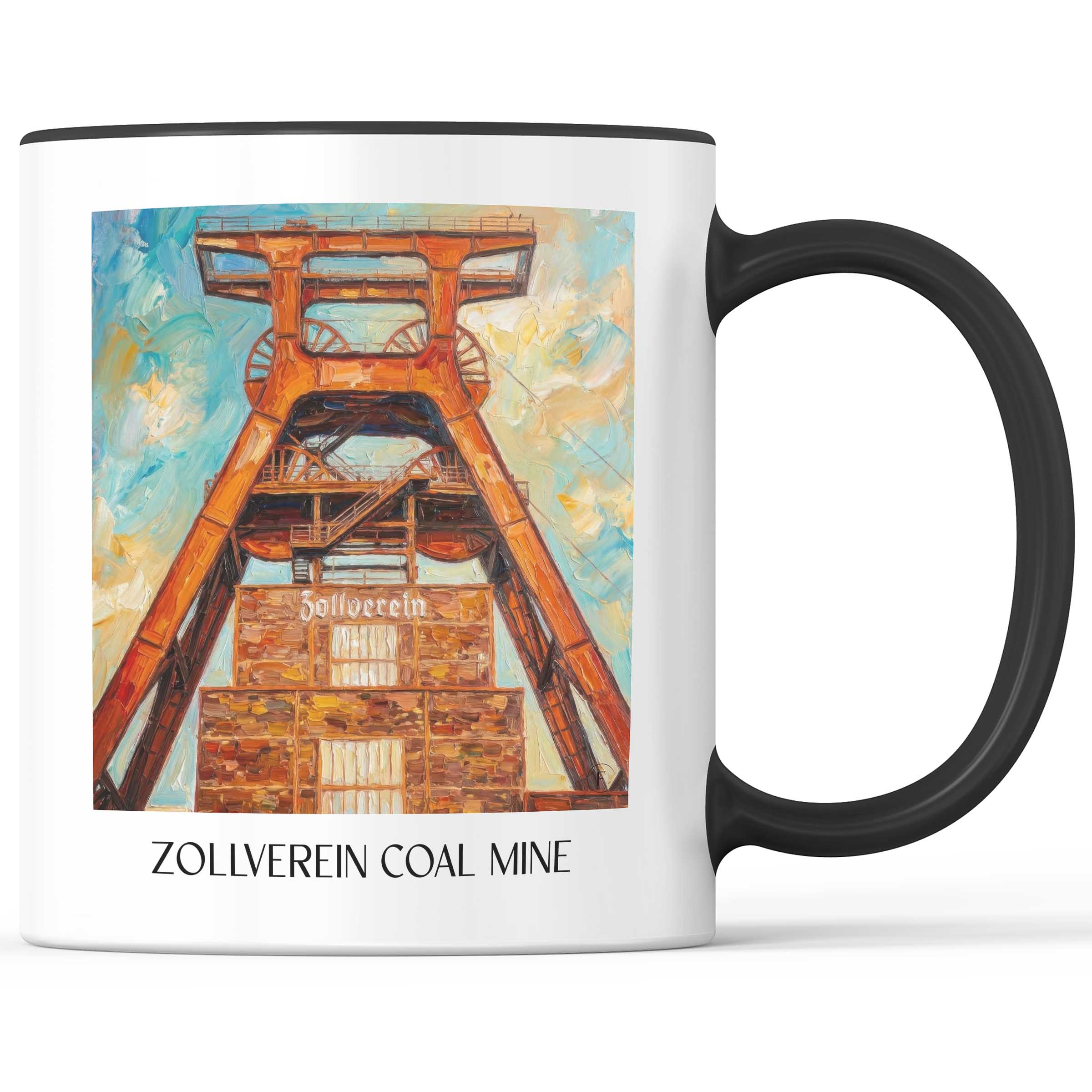 Zeche Zollverein Kaffeebecher - Essen - Deutschland Becher - Kaffeetasse im Ölgemälde Stil