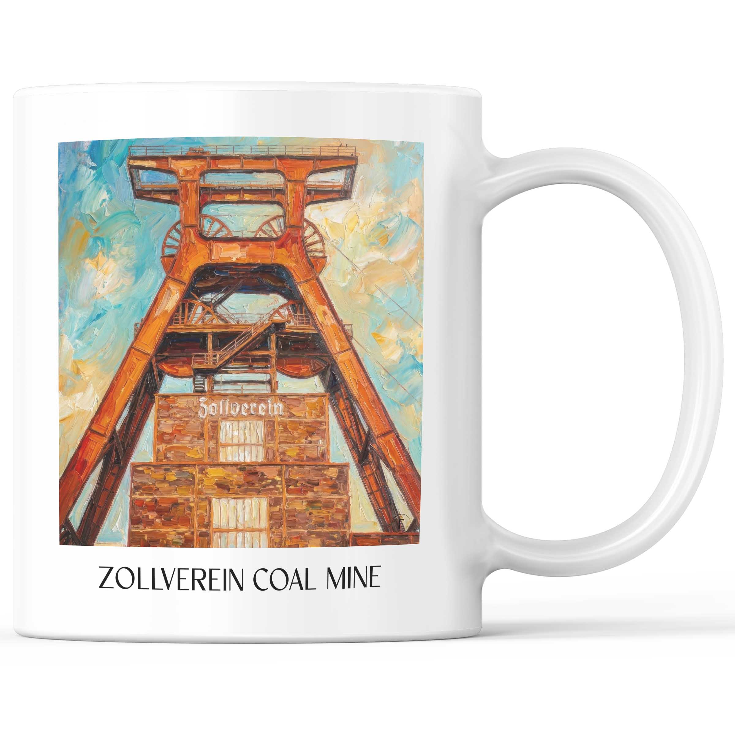 Zeche Zollverein Kaffeebecher - Essen - Deutschland Becher - Kaffeetasse im Ölgemälde Stil