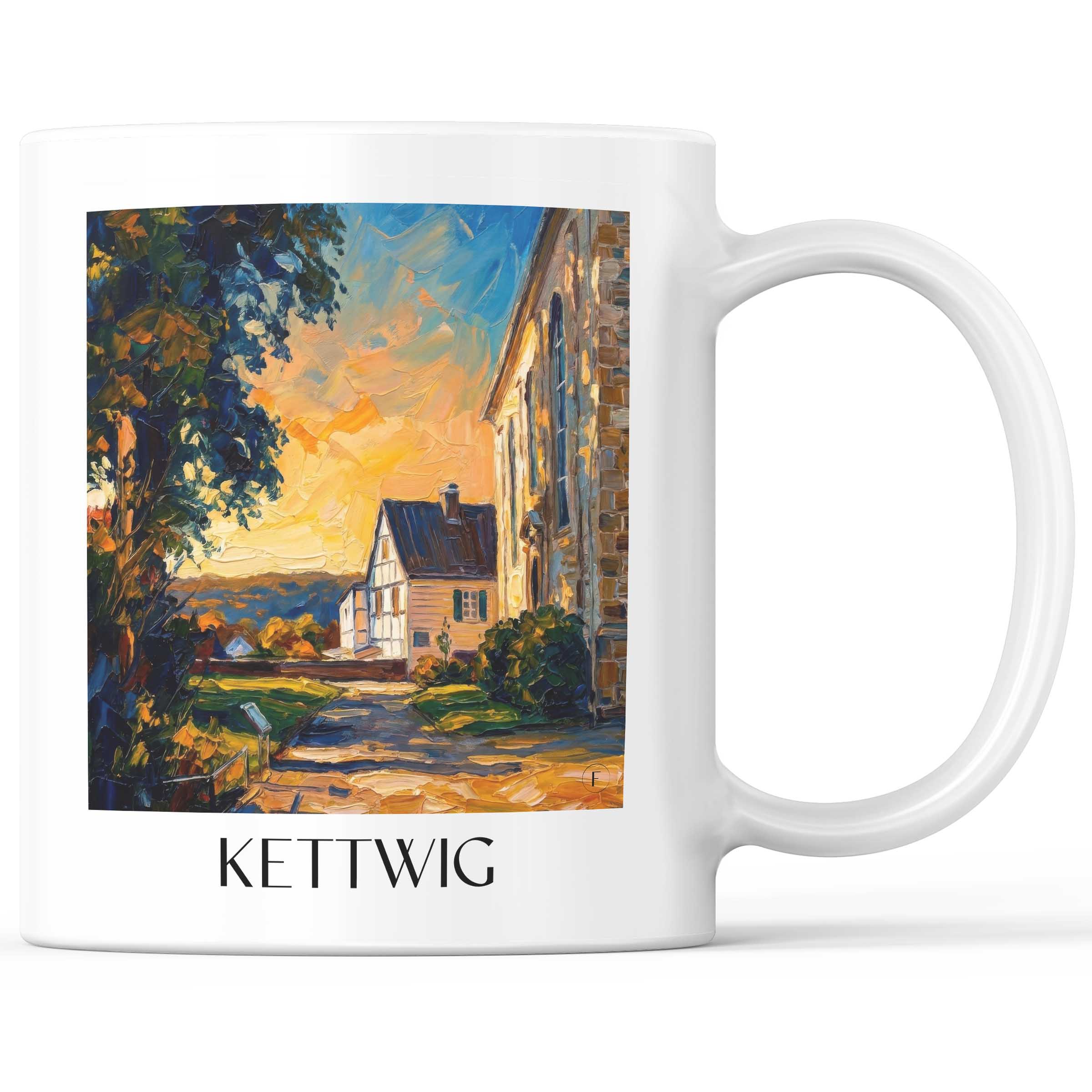 Kettwig Kaffeebecher - Essen - Deutschland Becher - Kaffeetasse im Ölgemälde Stil