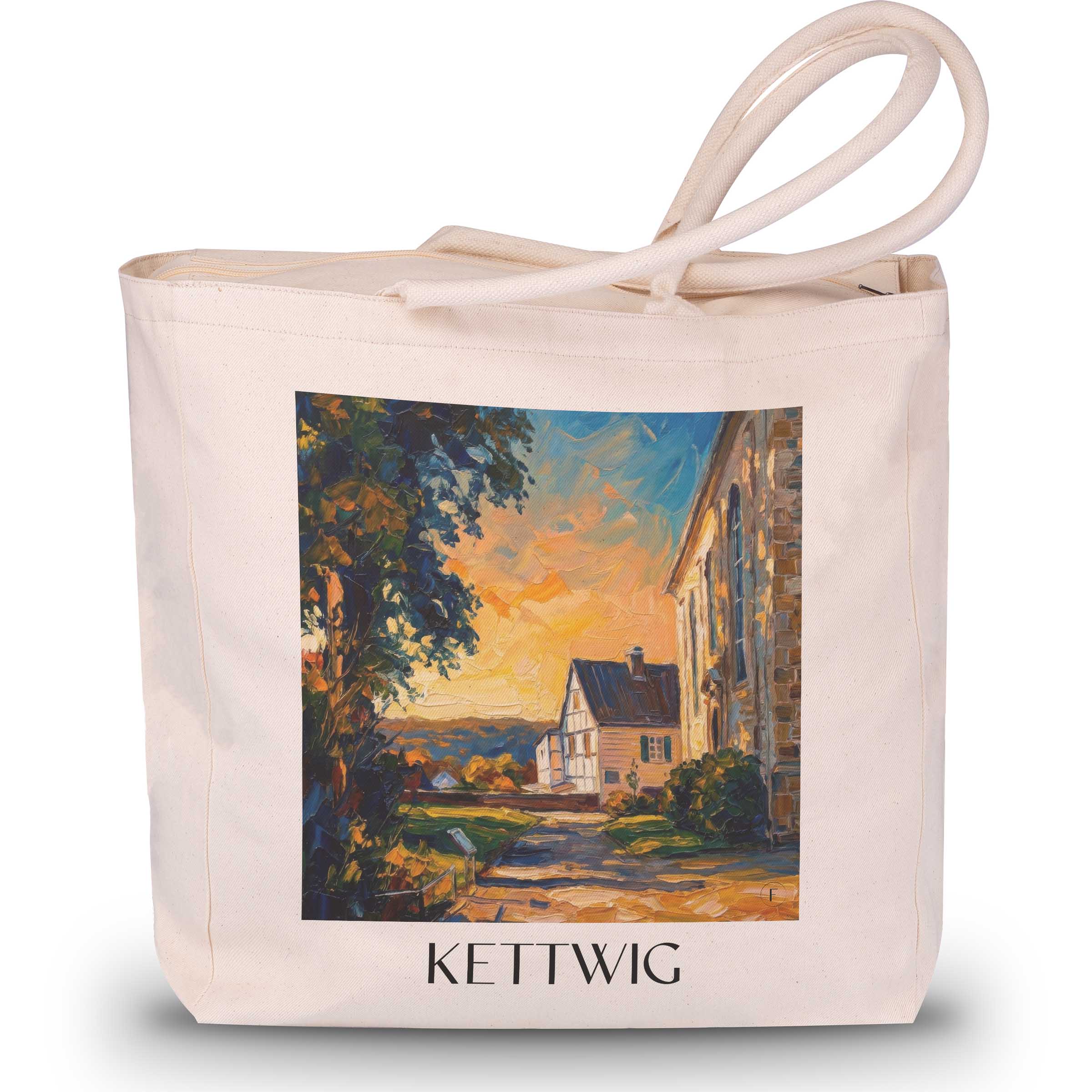 Kettwig Shopping Tasche - Essen - Deutschland Tote Bag - Einkaufstasche im Ölgemälde Stil