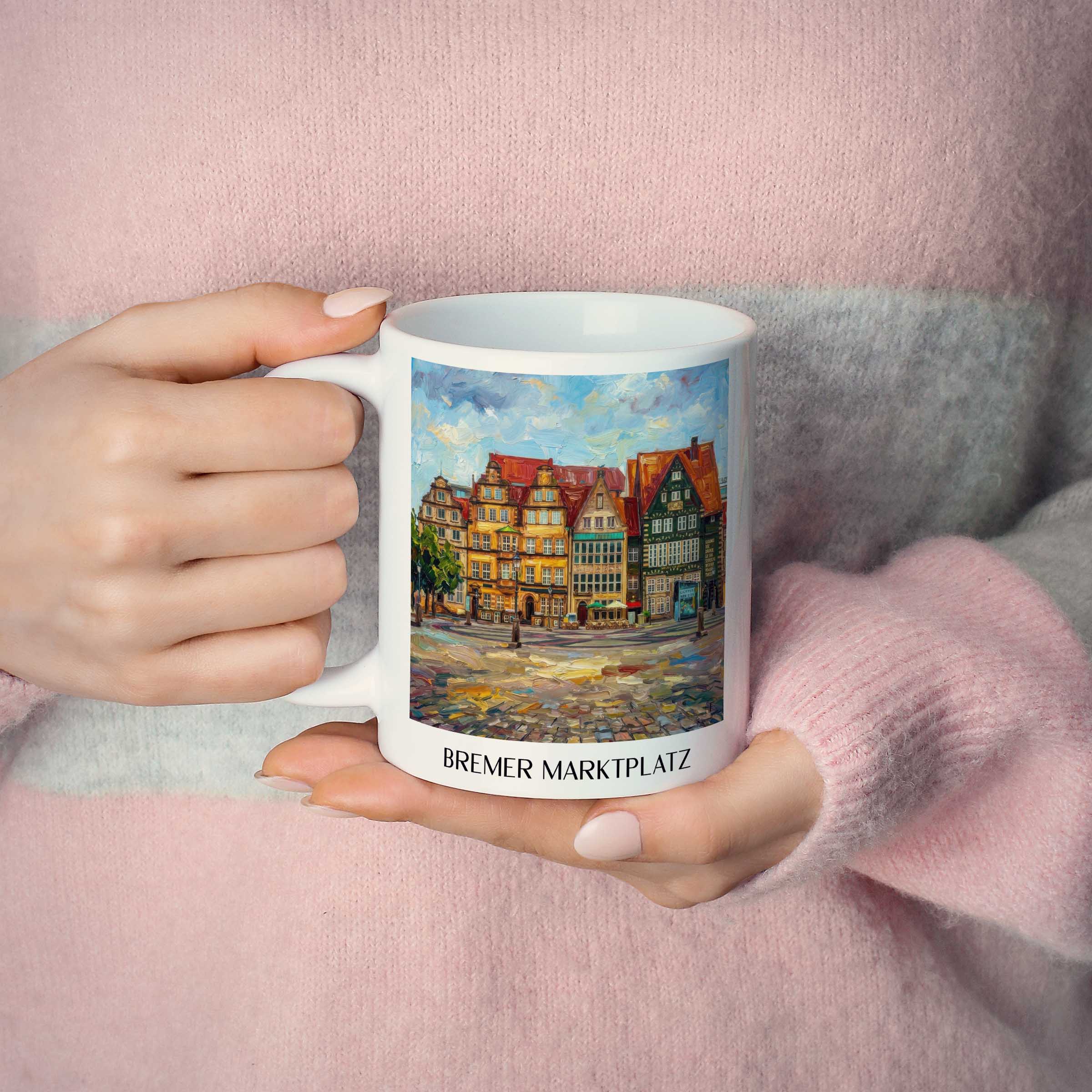 marktplatz-bremen-deutschland-kaffeebecher-oil-painting-oelgemaelde