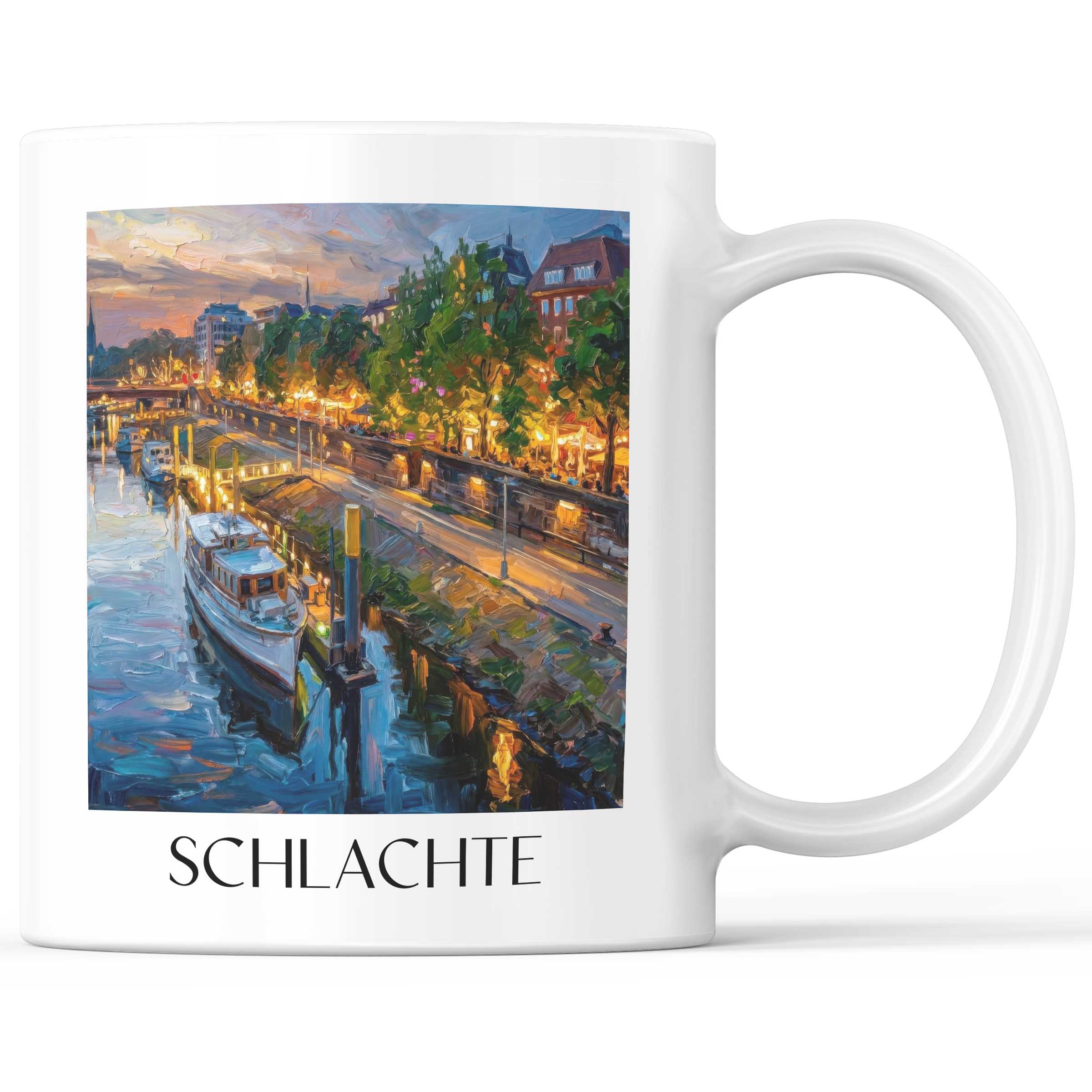 Schlachte Kaffeebecher - Bremen - Deutschland Becher - Kaffeetasse im Ölgemälde Stil