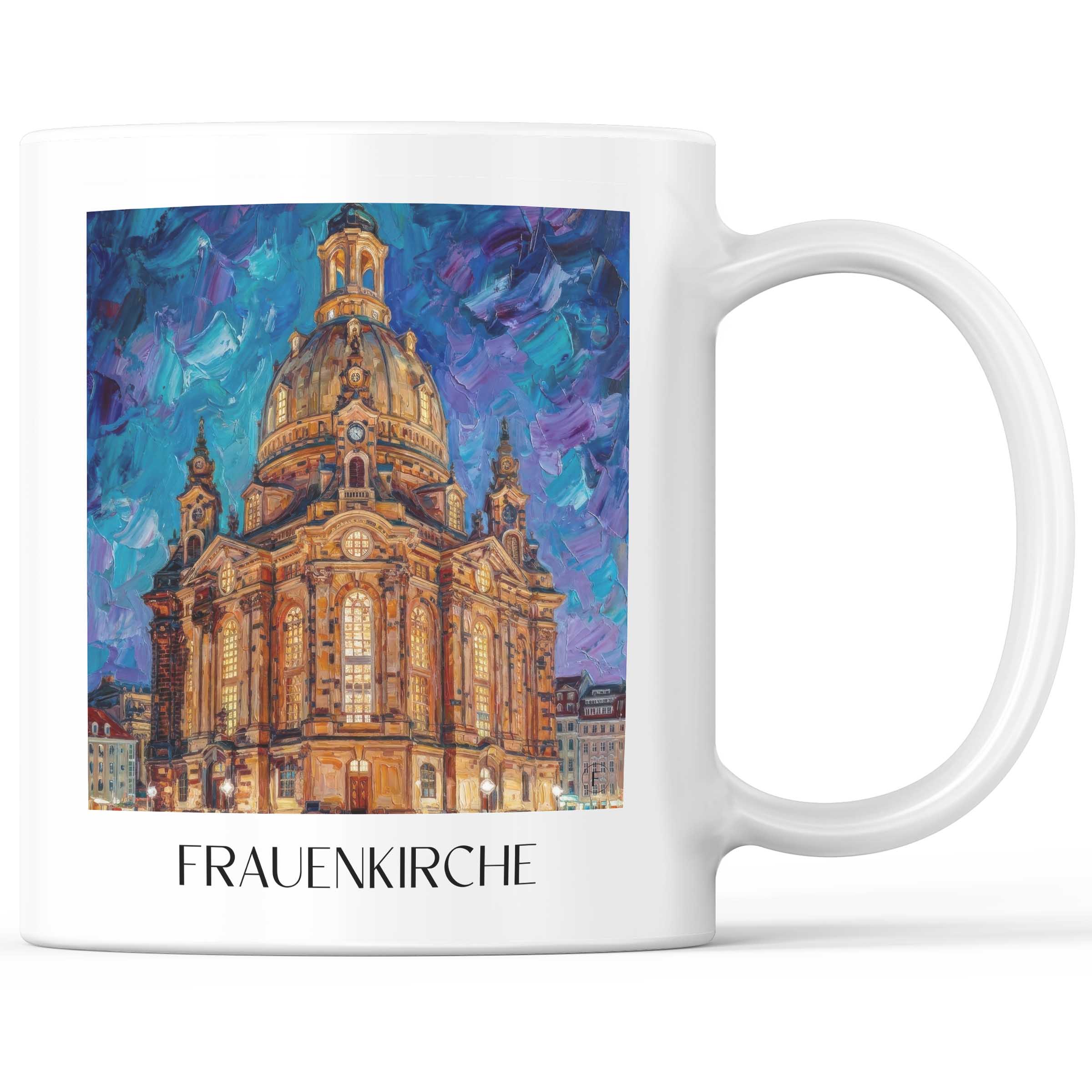 Frauenkirche Kaffeebecher - Dresden - Deutschland Becher - Kaffeetasse im Ölgemälde Stil