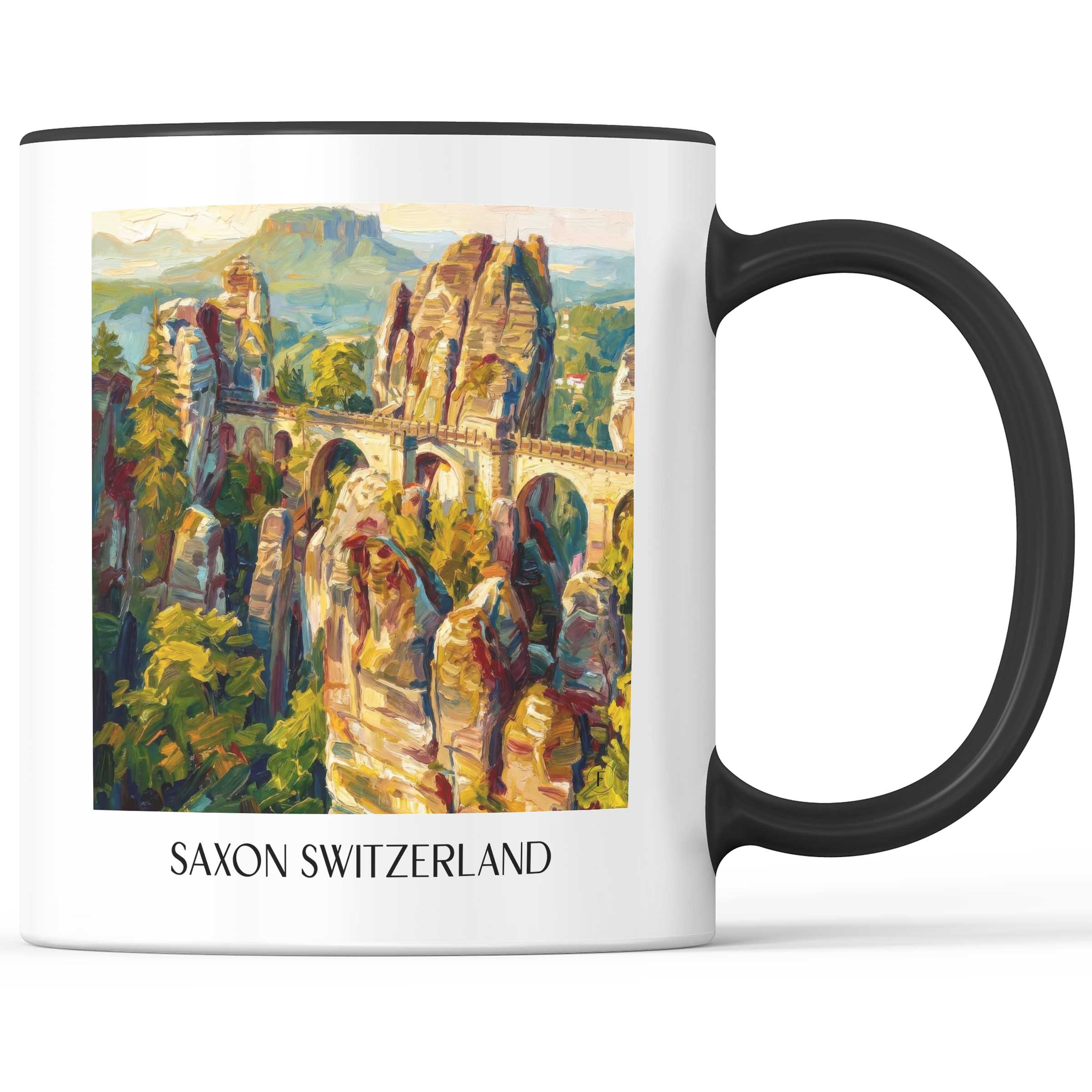 Sächsische schweiz Kaffeebecher - Dresden - Deutschland Becher - Kaffeetasse im Ölgemälde Stil