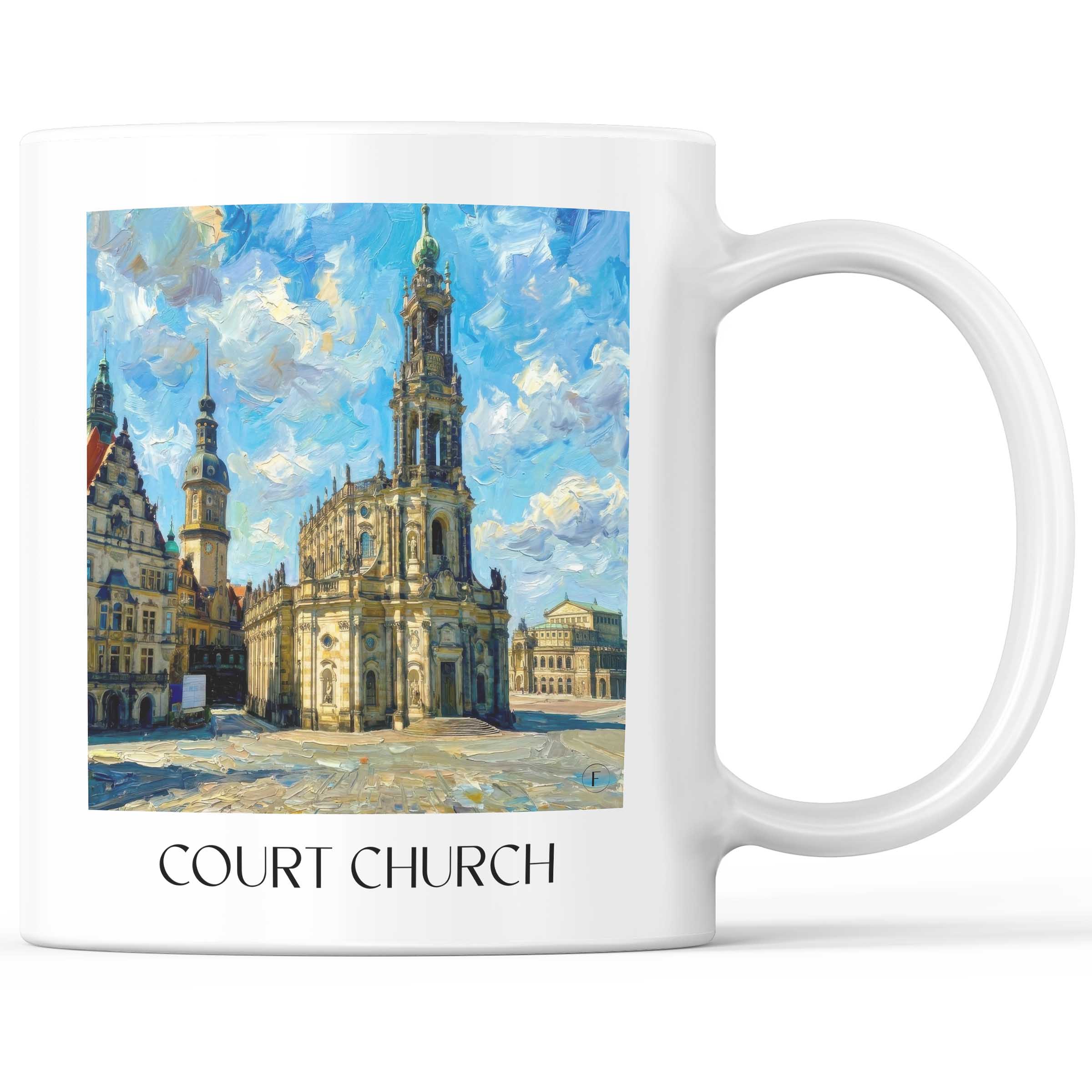 Hofkirche Kaffeebecher - Dresden - Deutschland Becher - Kaffeetasse im Ölgemälde Stil