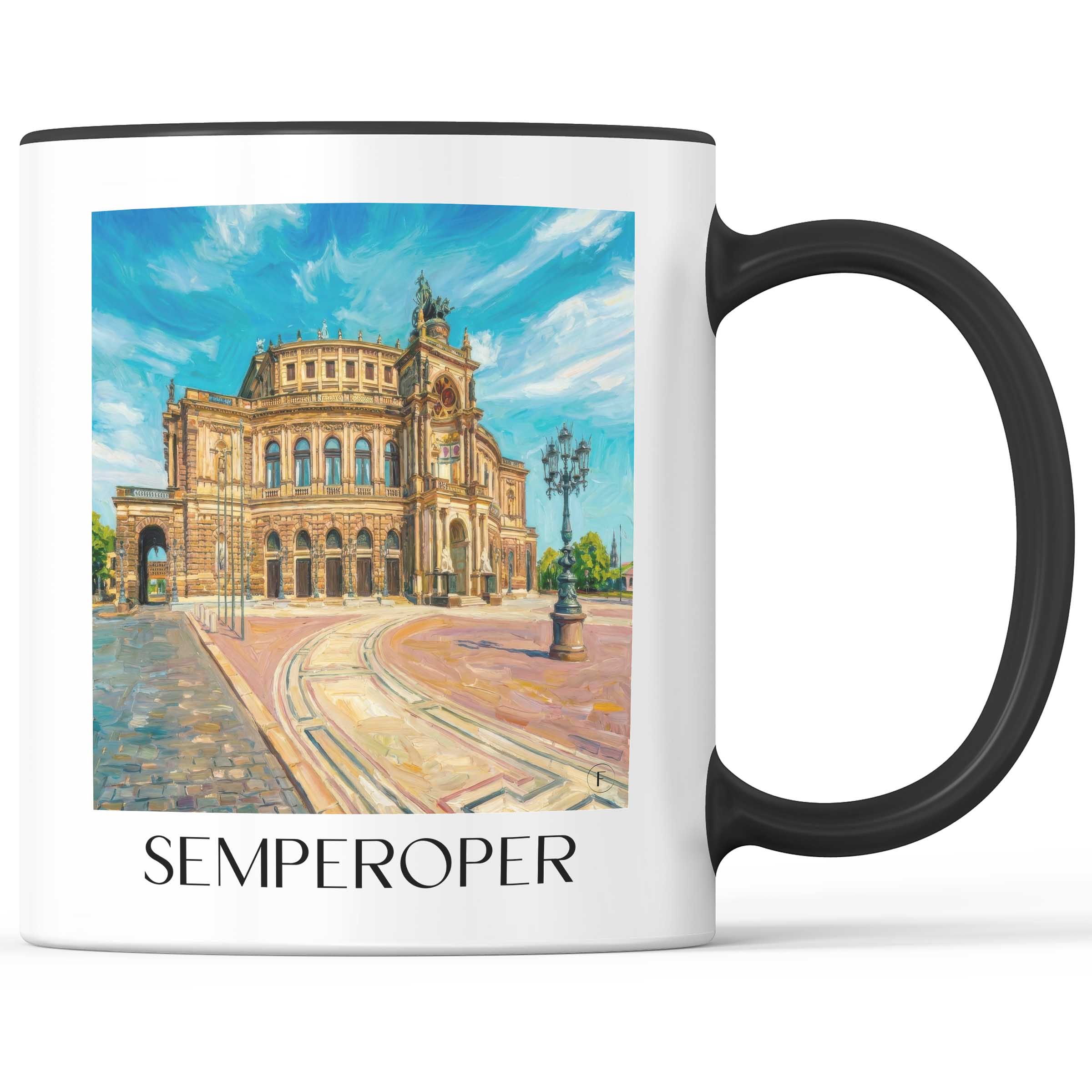Semperoper Kaffeebecher - Dresden - Deutschland Becher - Kaffeetasse im Ölgemälde Stil