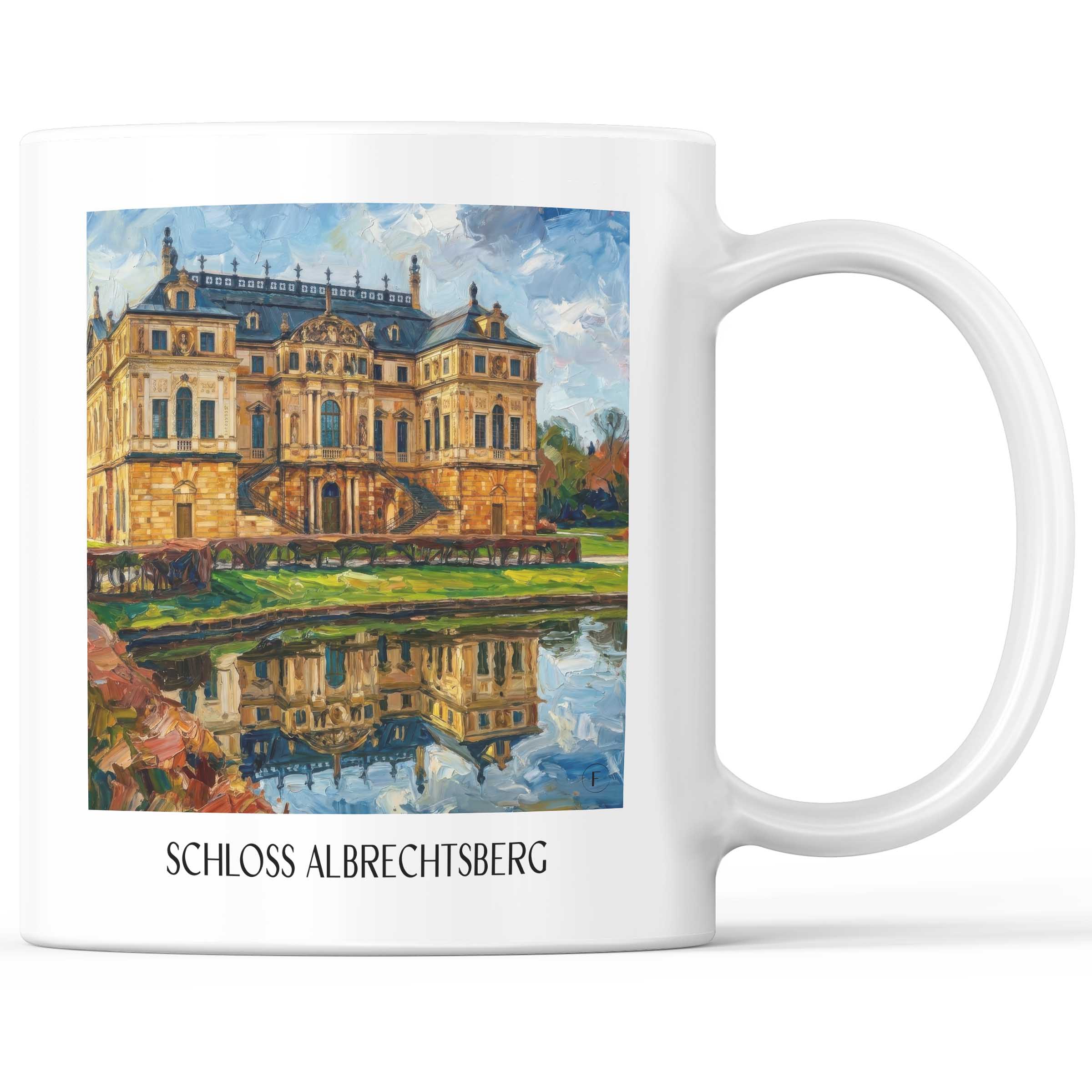 Schloss Albrechtsberg Kaffeebecher - Dresden - Deutschland Becher - Kaffeetasse im Ölgemälde Stil