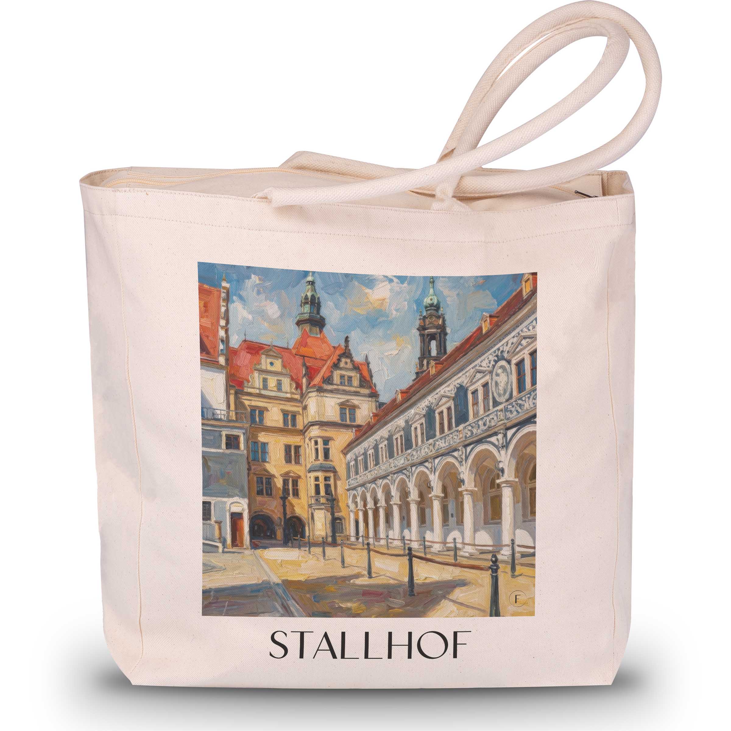 Stallhof Shopping Tasche - Dresden - Deutschland Tote Bag - Einkaufstasche im Ölgemälde Stil
