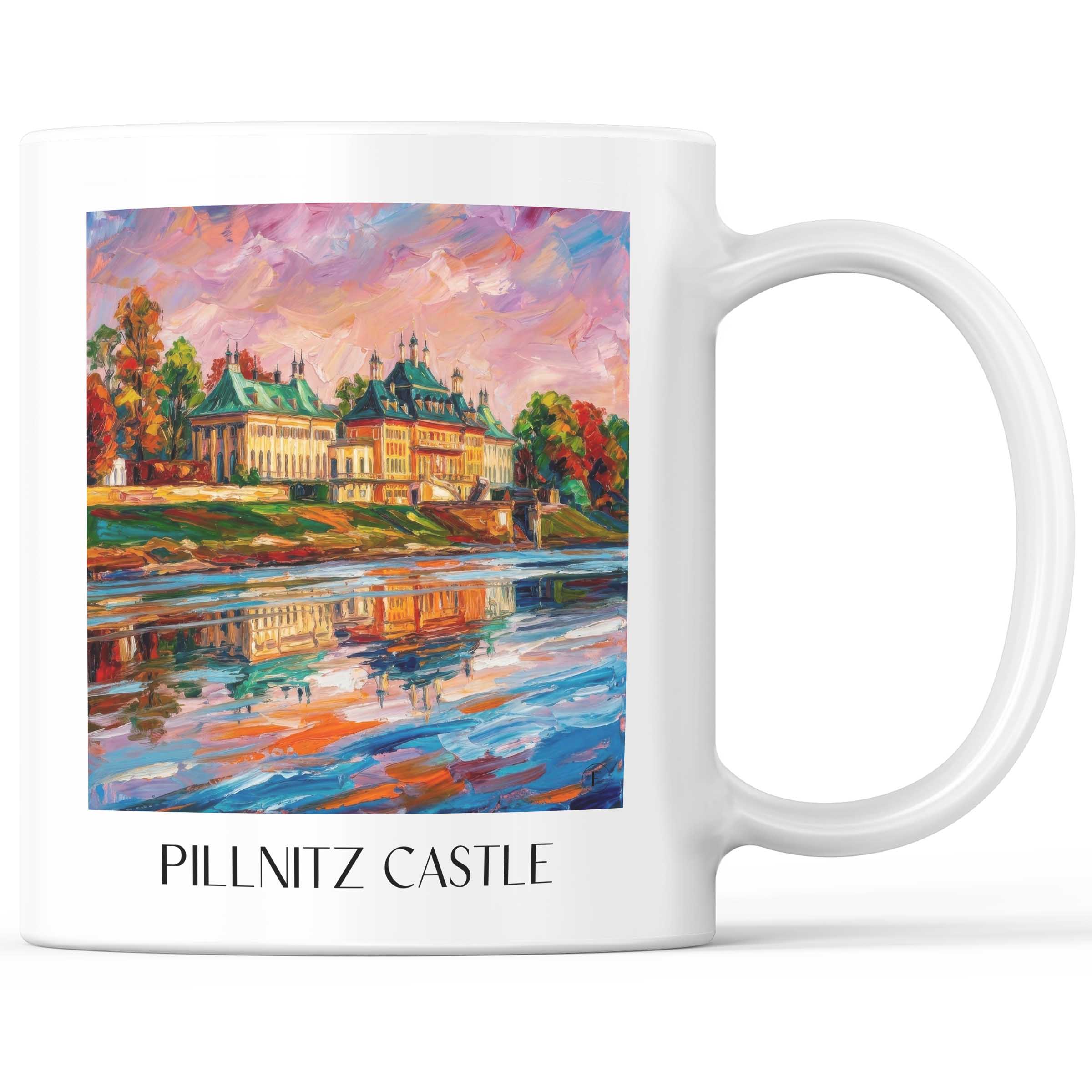 Schloss Pilnitz Kaffeebecher - Dresden - Deutschland Becher - Kaffeetasse im Ölgemälde Stil