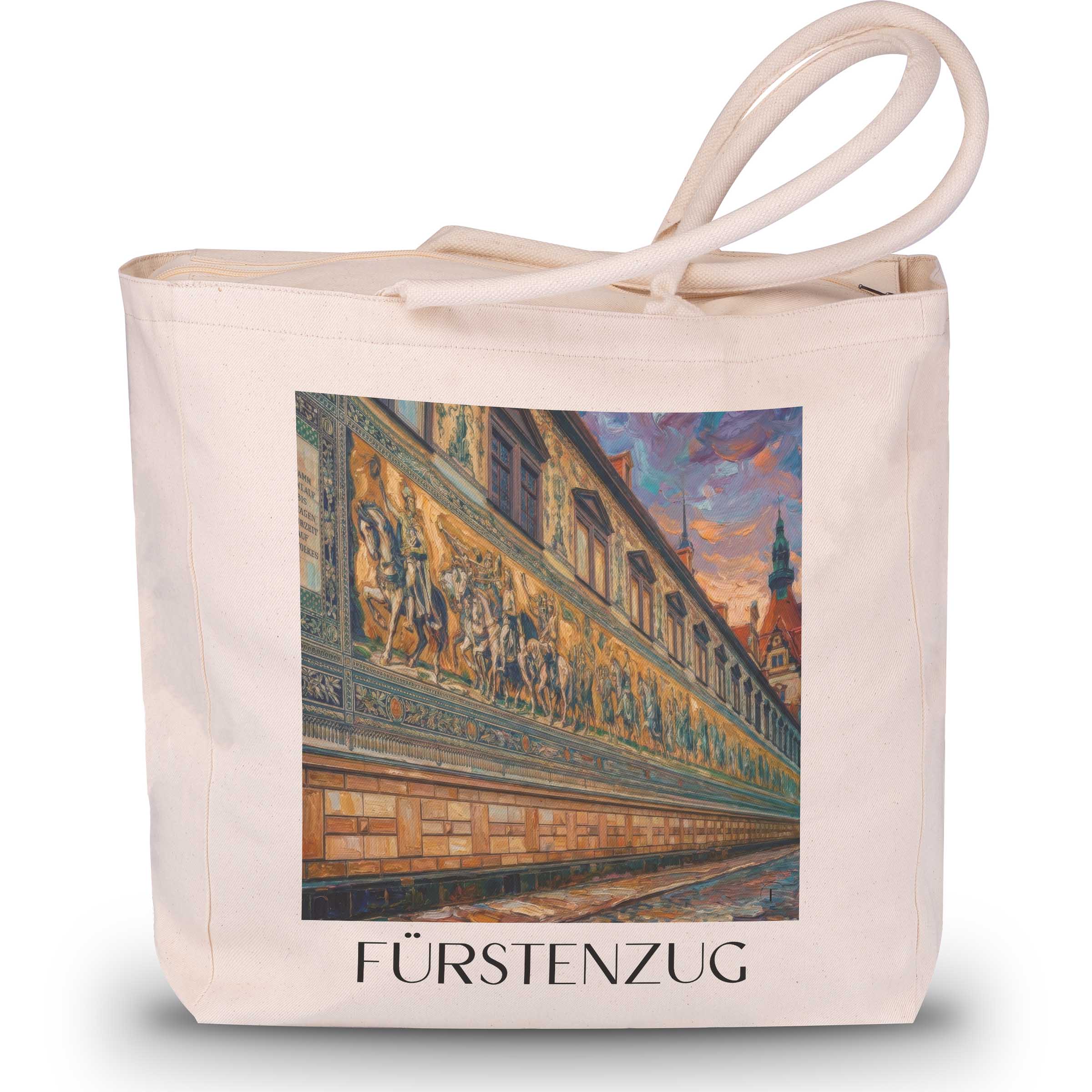 fürstenzug-dresden-deutschland-einkaufstasche-oil-painting-oelgemaelde