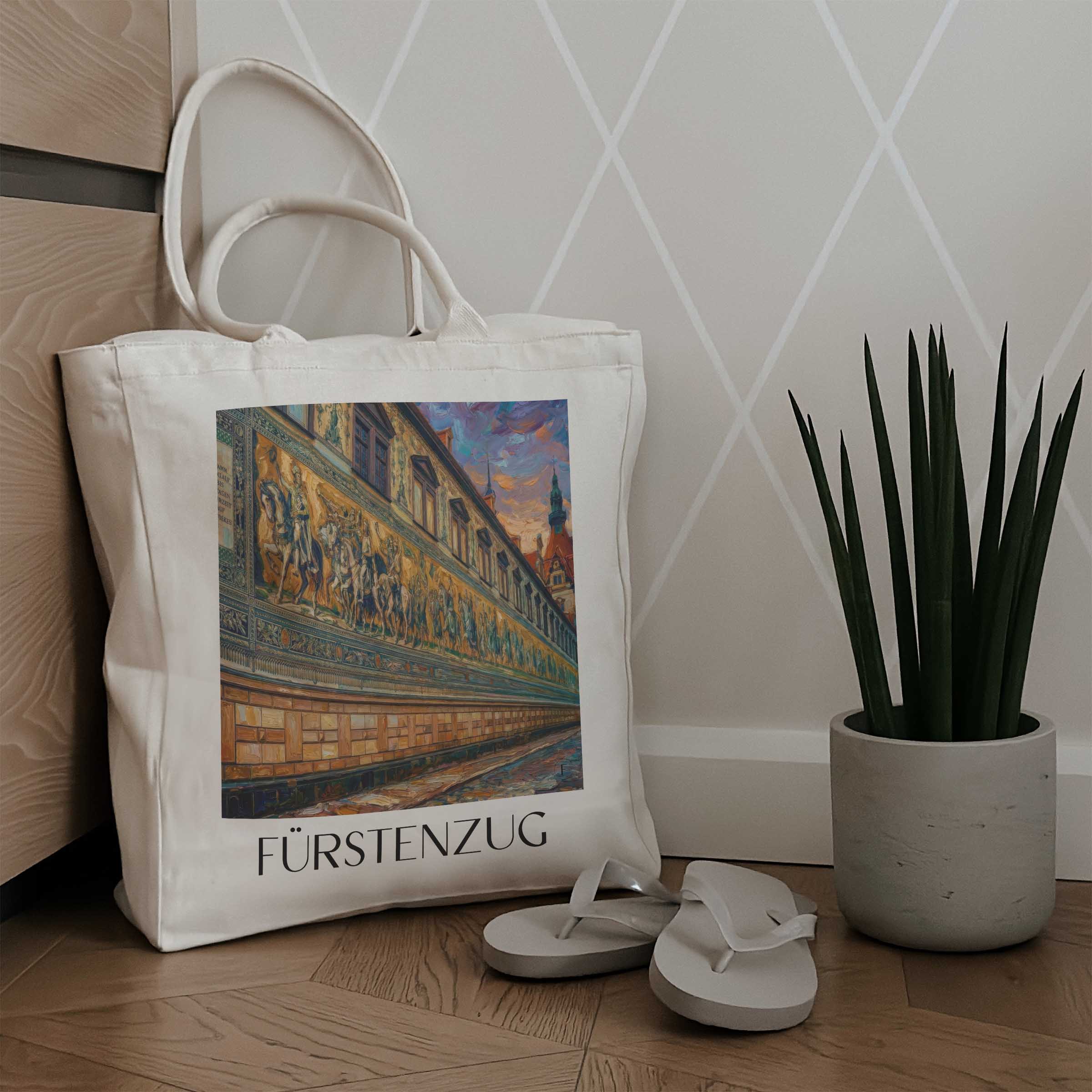 fürstenzug-dresden-deutschland-einkaufstasche-oil-painting-oelgemaelde