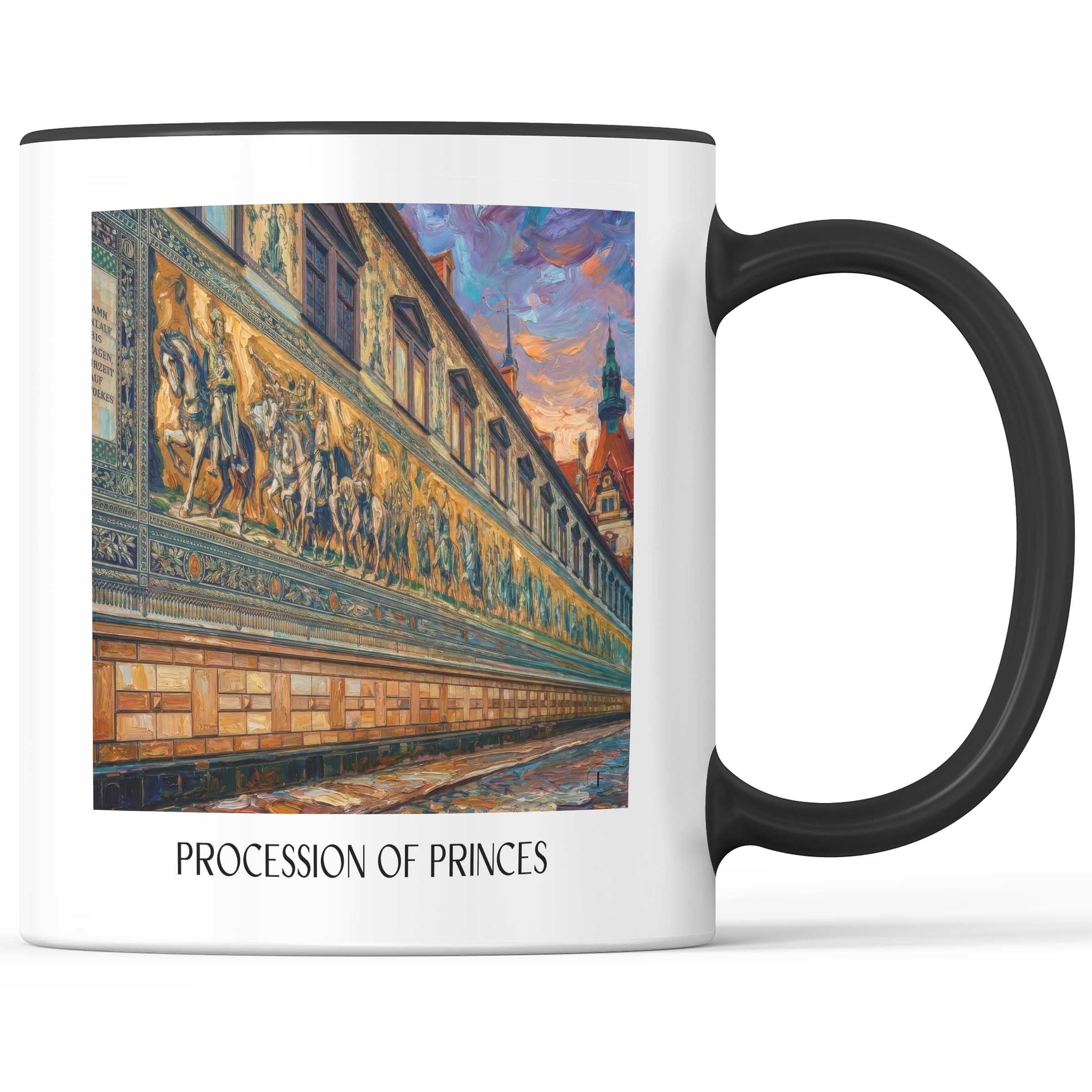 Fürstenzug Kaffeebecher - Dresden - Deutschland Becher - Kaffeetasse im Ölgemälde Stil