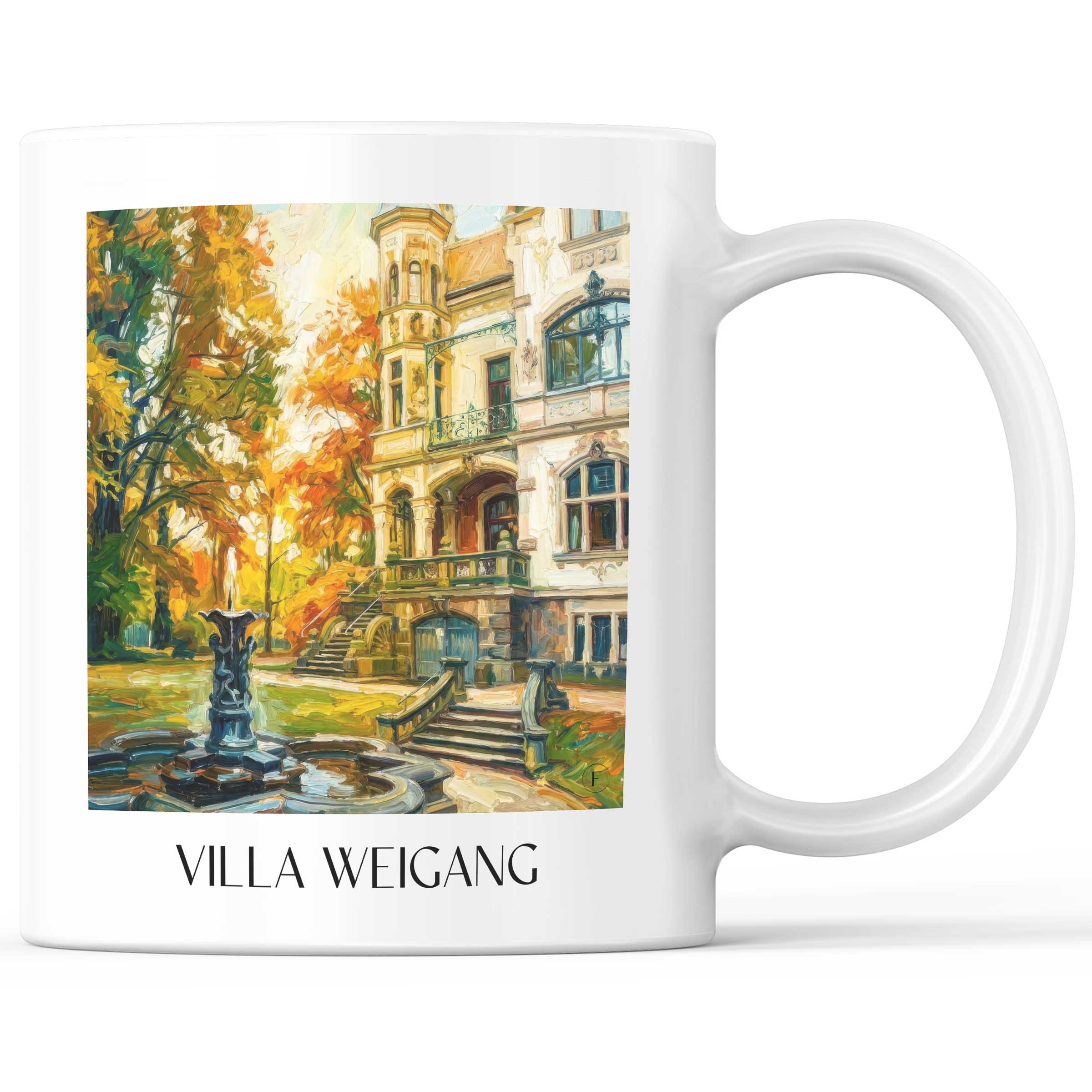 Villa Weigang Kaffeebecher - Dresden - Deutschland Becher - Kaffeetasse im Ölgemälde Stil