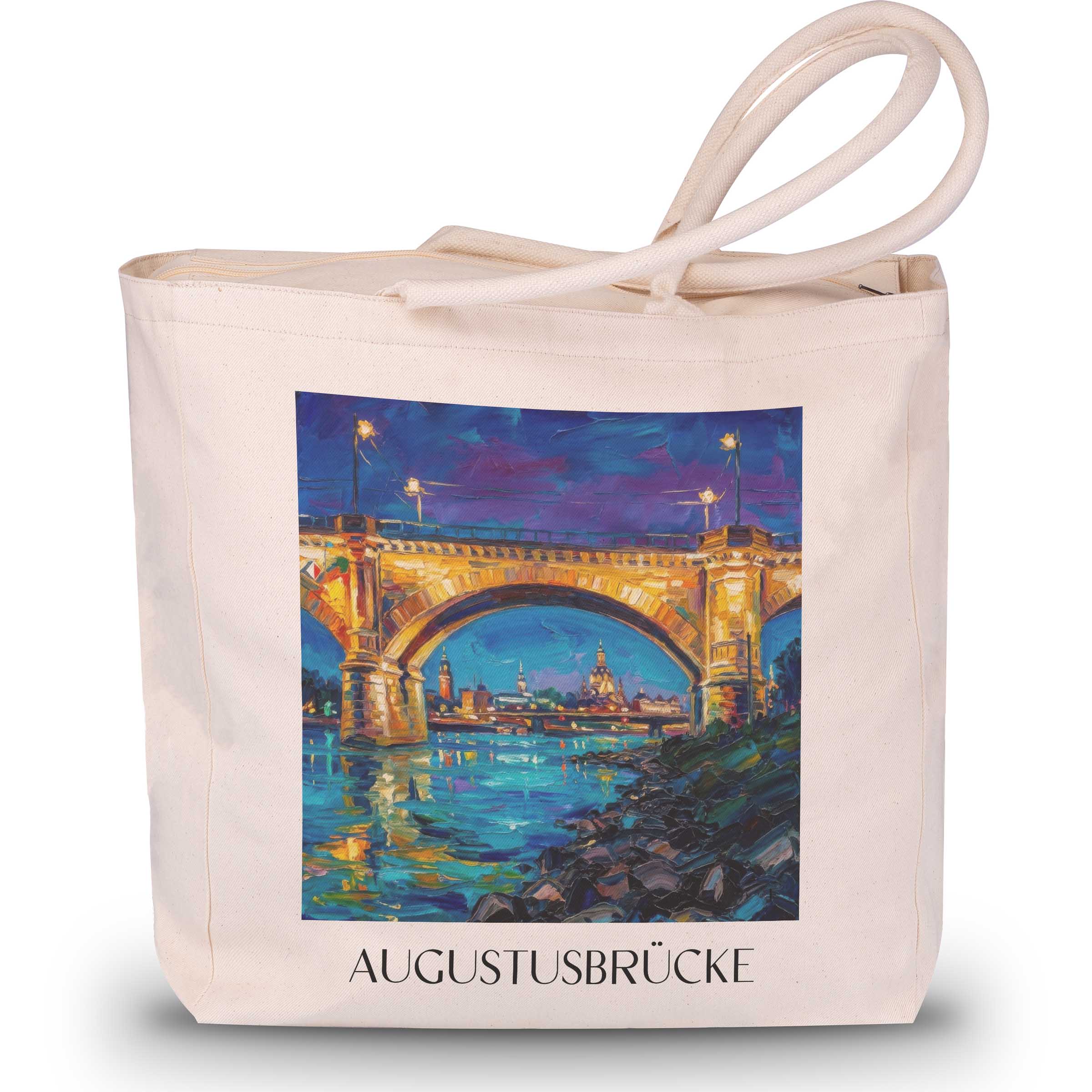 augustusbrücke-dresden-deutschland-einkaufstasche-oil-painting-oelgemaelde
