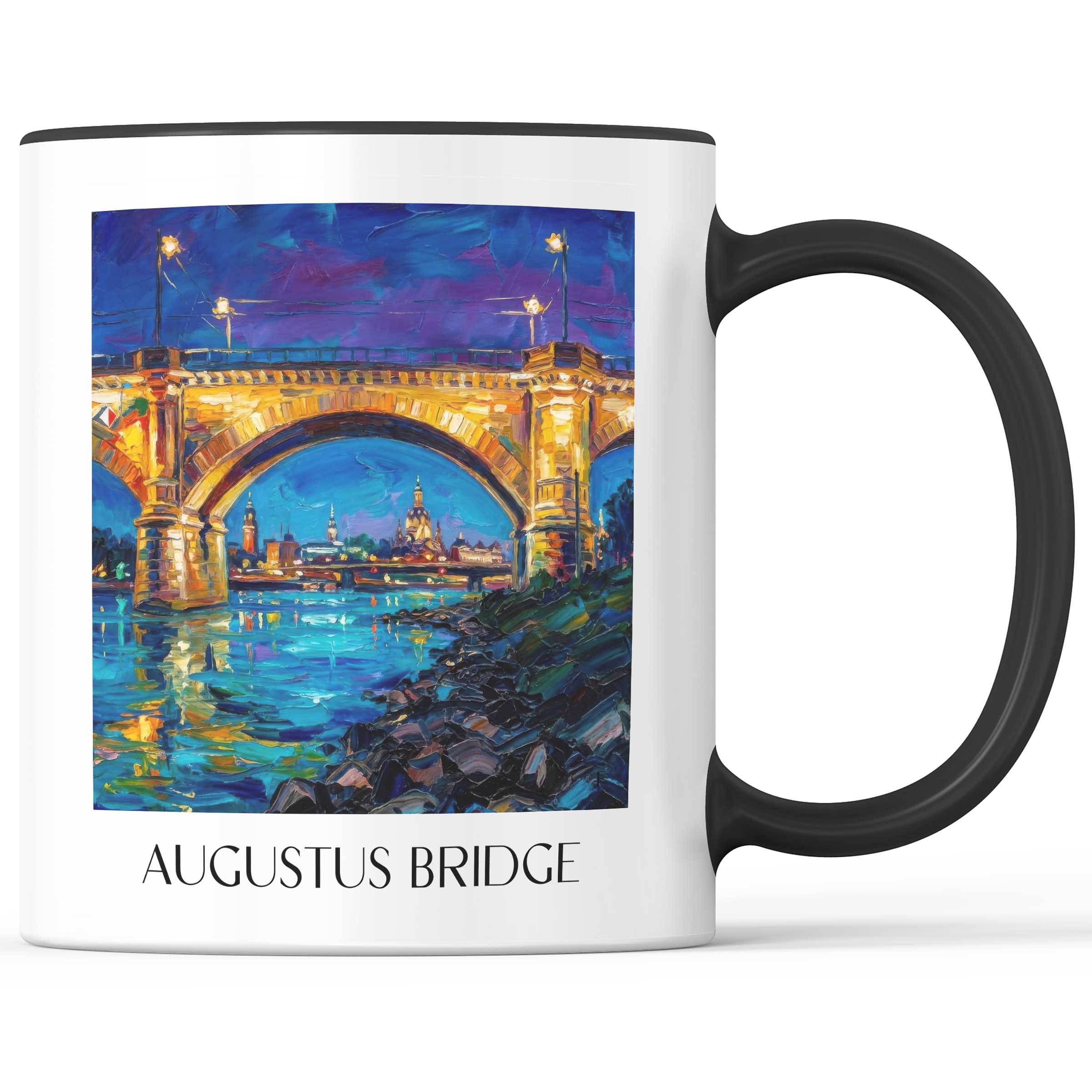 Augustusbrücke Kaffeebecher - Dresden - Deutschland Becher - Kaffeetasse im Ölgemälde Stil