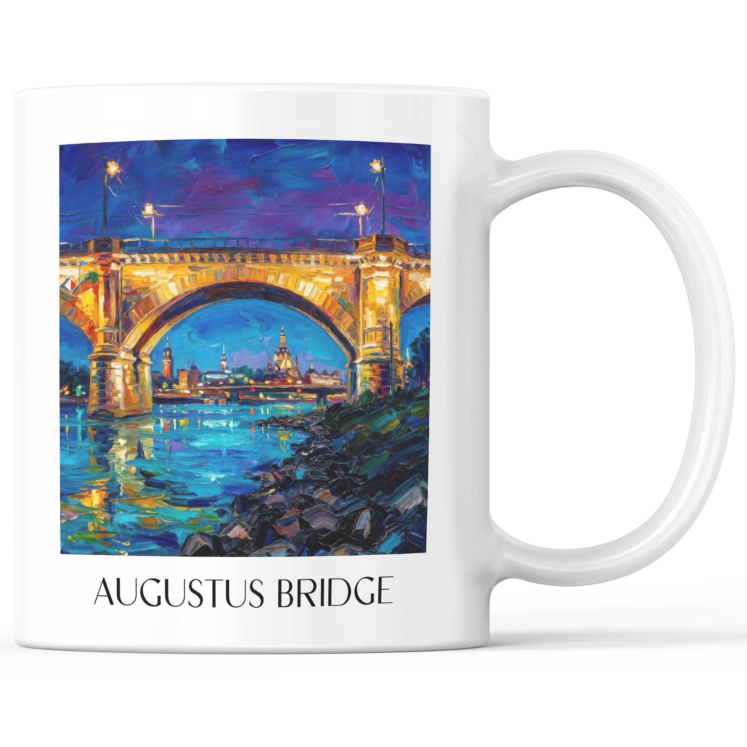 Augustusbrücke Kaffeebecher - Dresden - Deutschland Becher - Kaffeetasse im Ölgemälde Stil