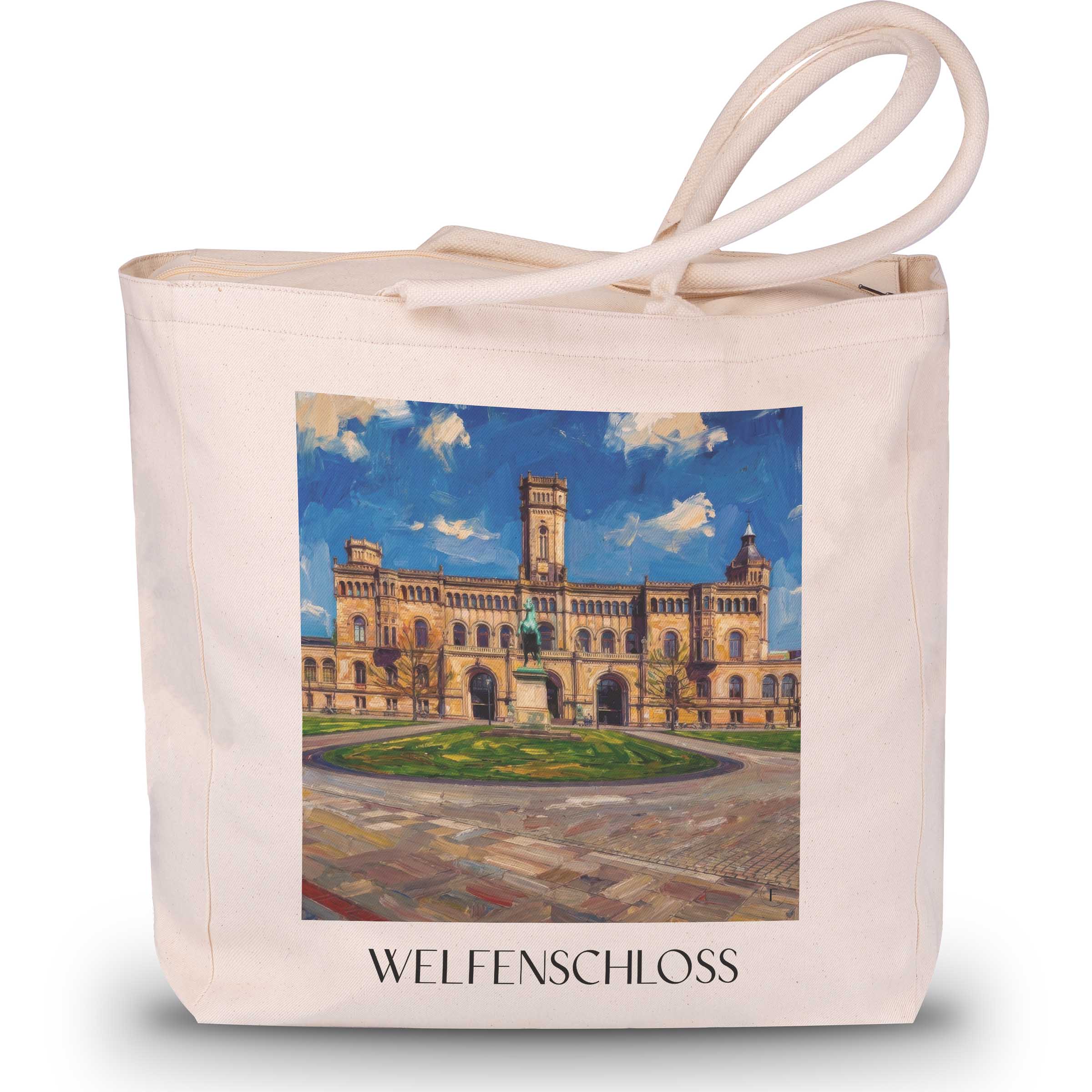 welfenschloss-hannover-deutschland-einkaufstasche-oil-painting-oelgemaelde