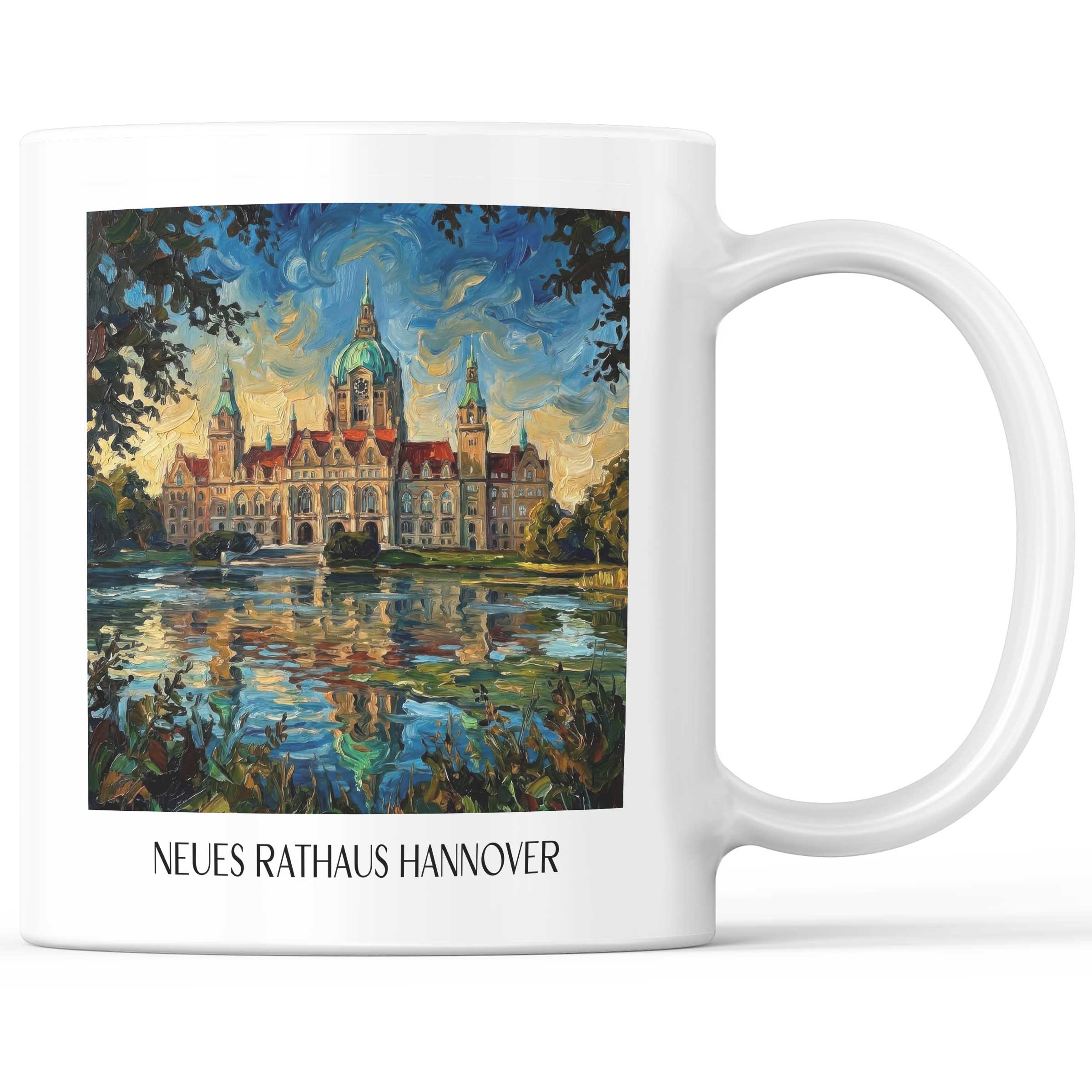 Neues Rathaus Kaffeebecher - Hannover - Deutschland Becher - Kaffeetasse im Ölgemälde Stil