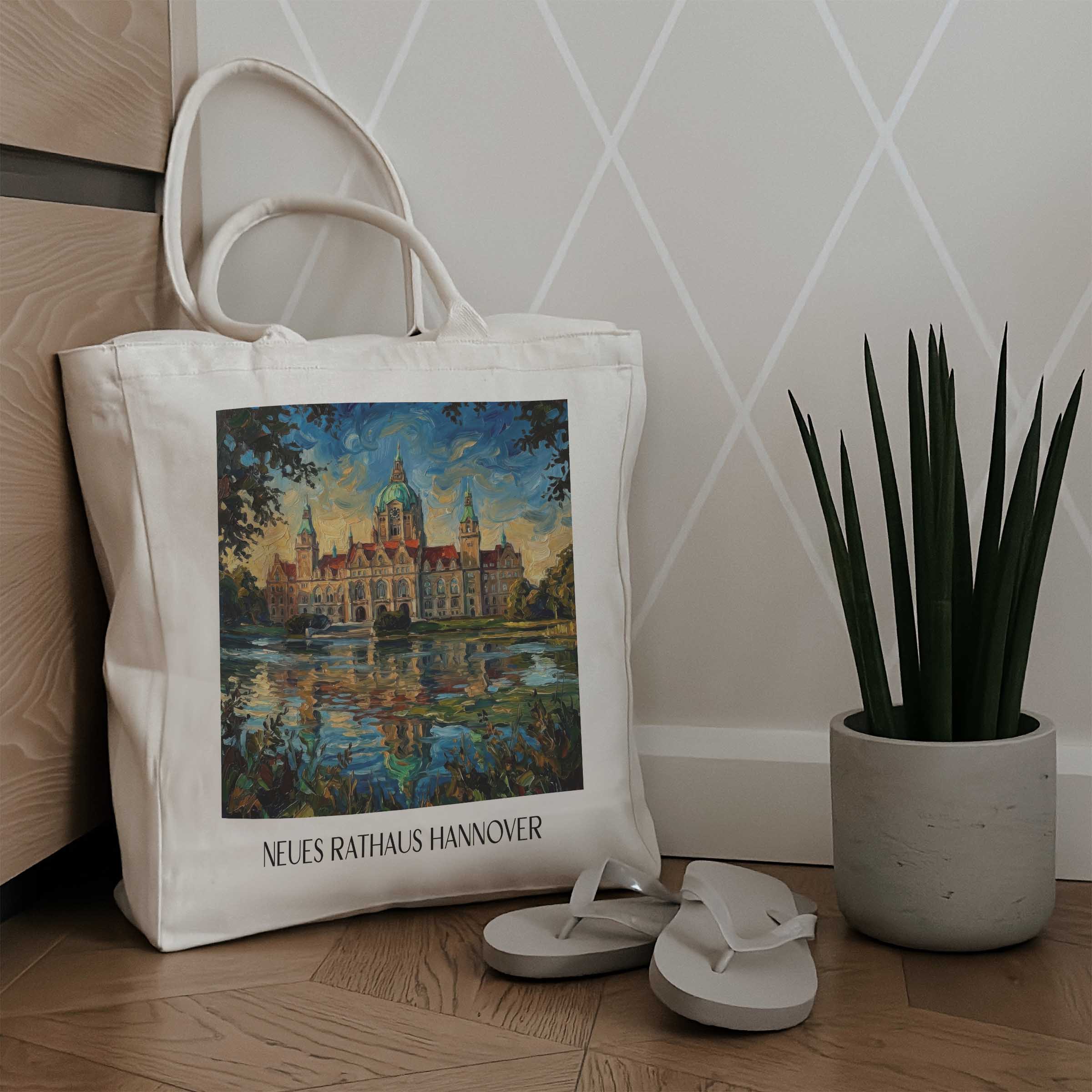 neues-rathaus-hannover-deutschland-einkaufstasche-oil-painting-oelgemaelde
