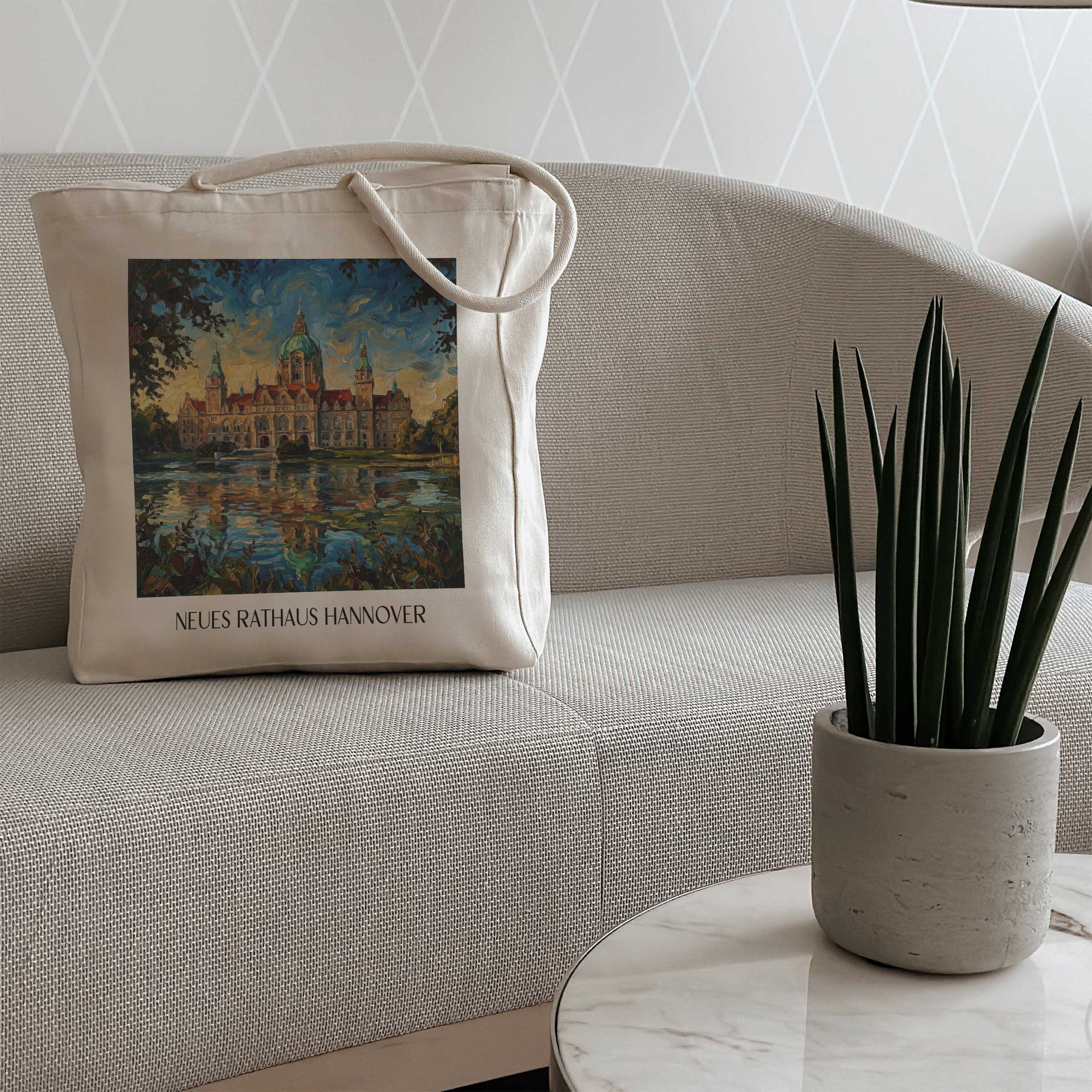 neues-rathaus-hannover-deutschland-einkaufstasche-oil-painting-oelgemaelde