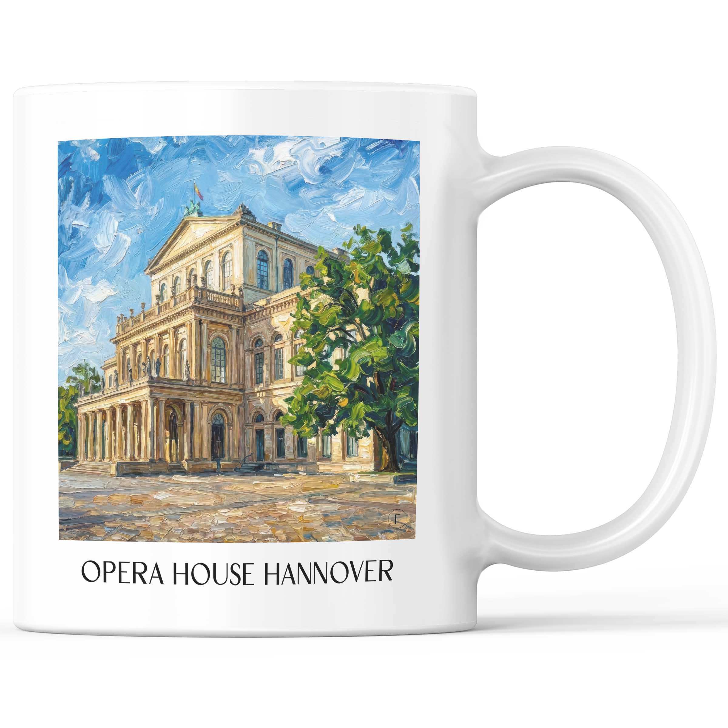 Opernhaus Kaffeebecher - Hannover - Deutschland Becher - Kaffeetasse im Ölgemälde Stil