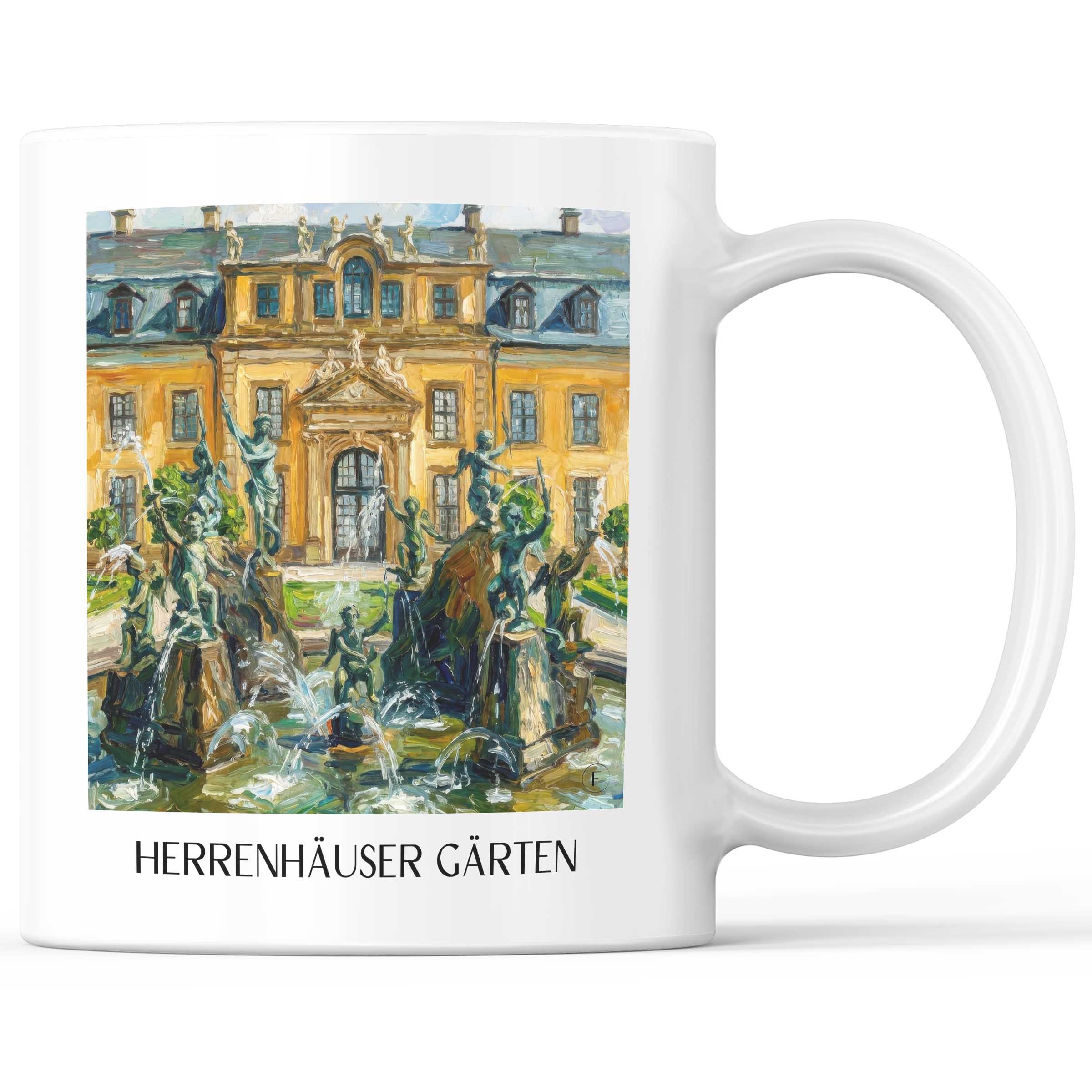 Herrenhäuser Gärten Kaffeebecher - Hannover - Deutschland Becher - Kaffeetasse im Ölgemälde Stil